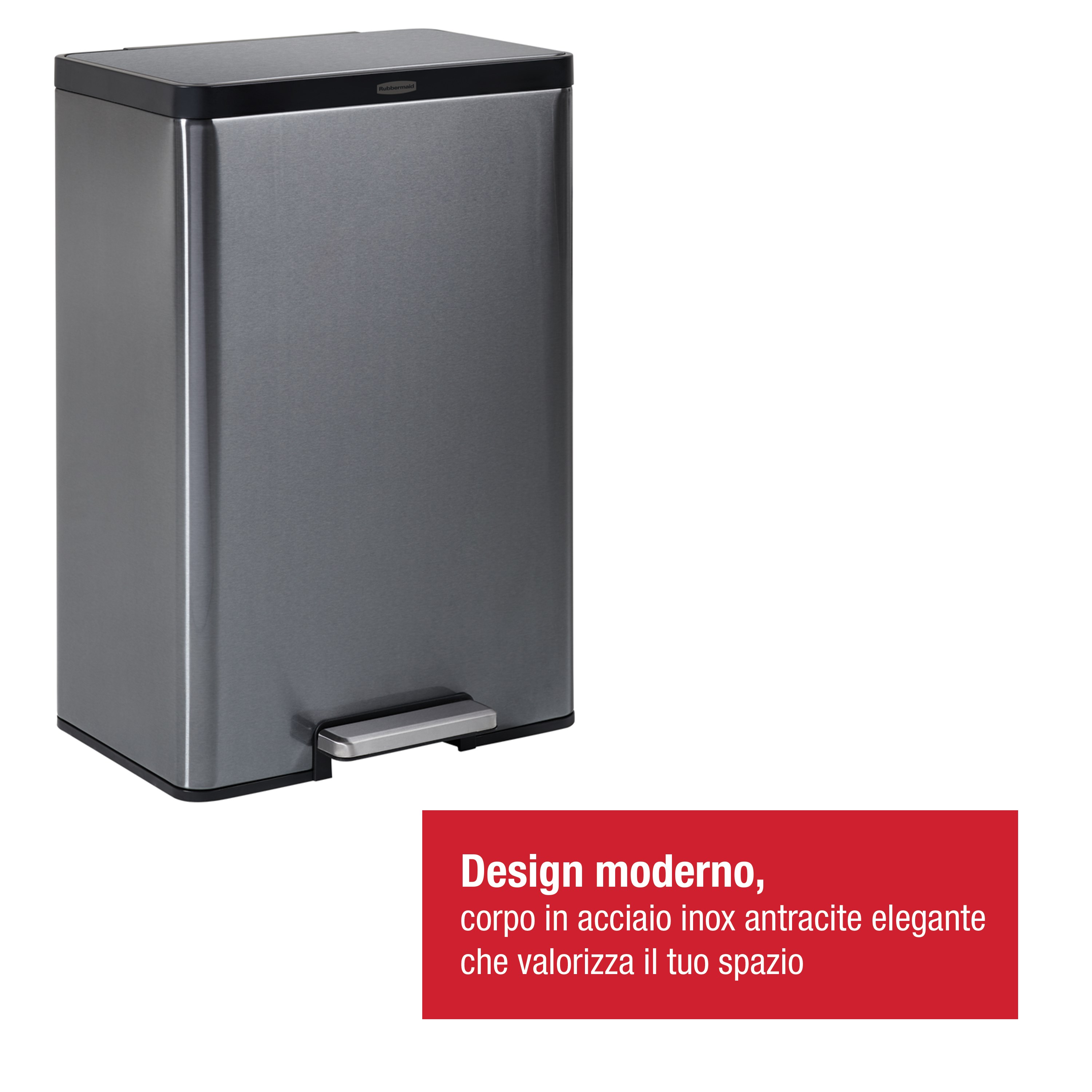 Rubbermaid Elite 45L/12G Stainless Steel Step-On Bin Thumbnail 1