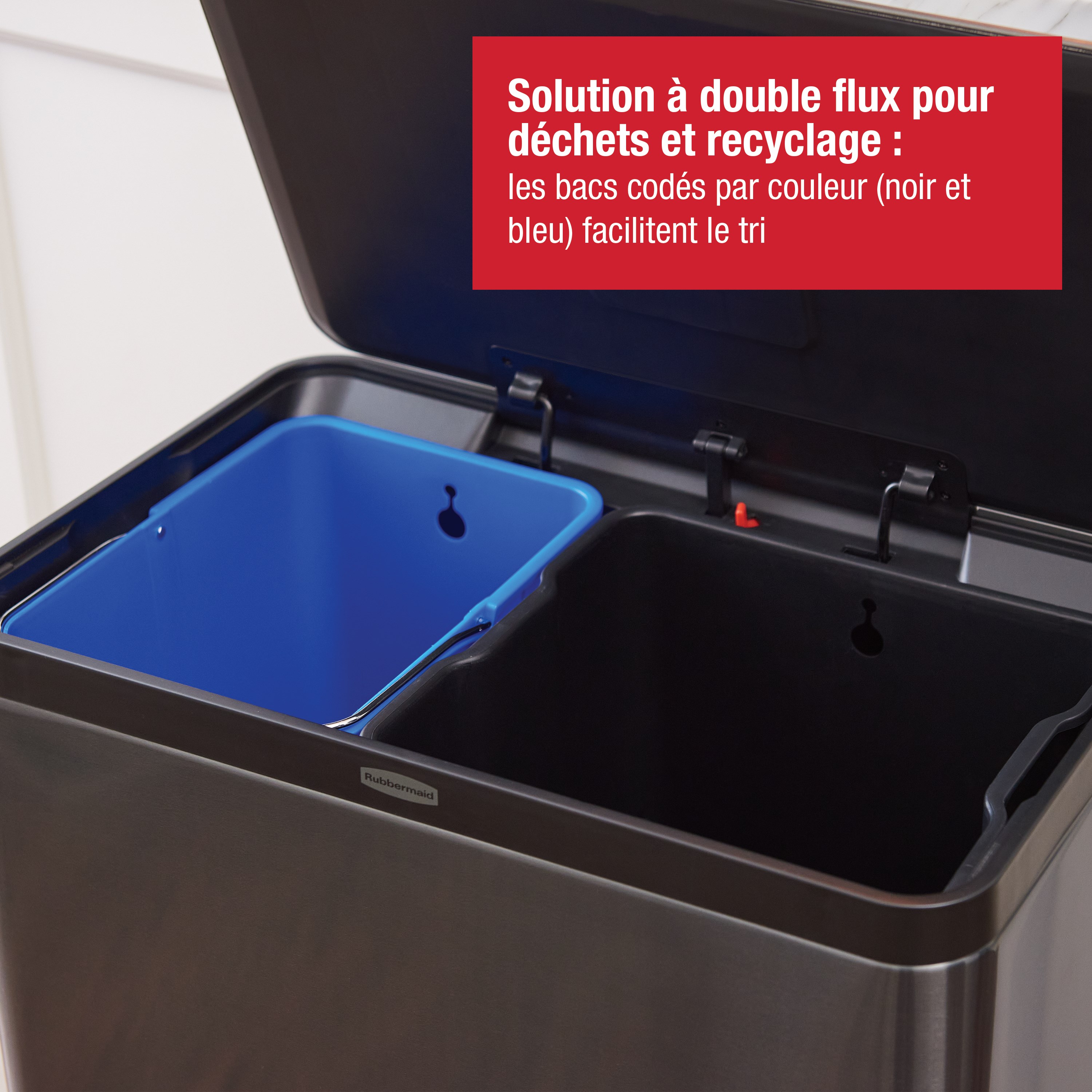 Rubbermaid Elite 60L/15.9G Stainless Steel Step-On Bin, Dual Stream Thumbnail 1