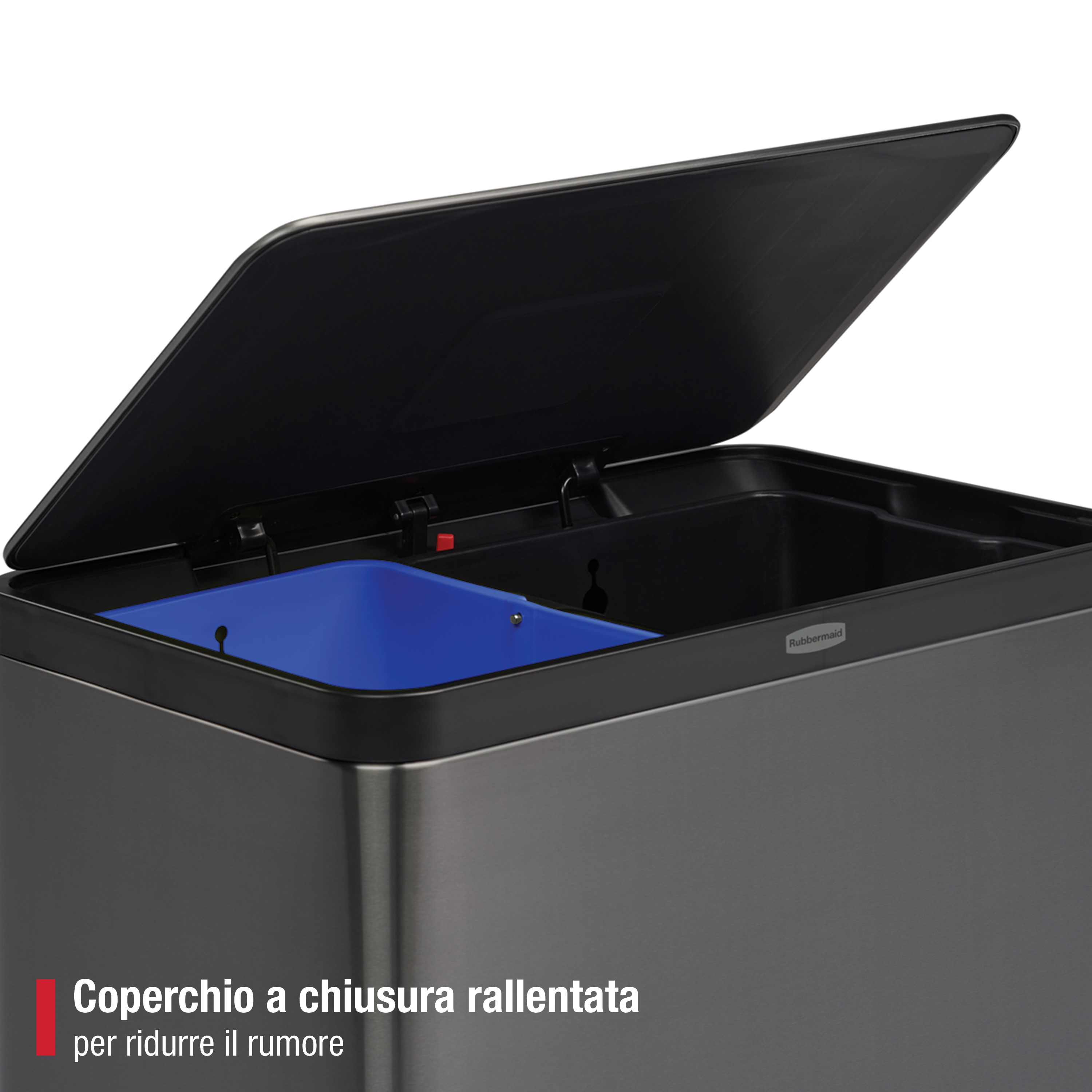 Rubbermaid Elite 60L/15.9G Stainless Steel Step-On Bin, Dual Stream Thumbnail 3