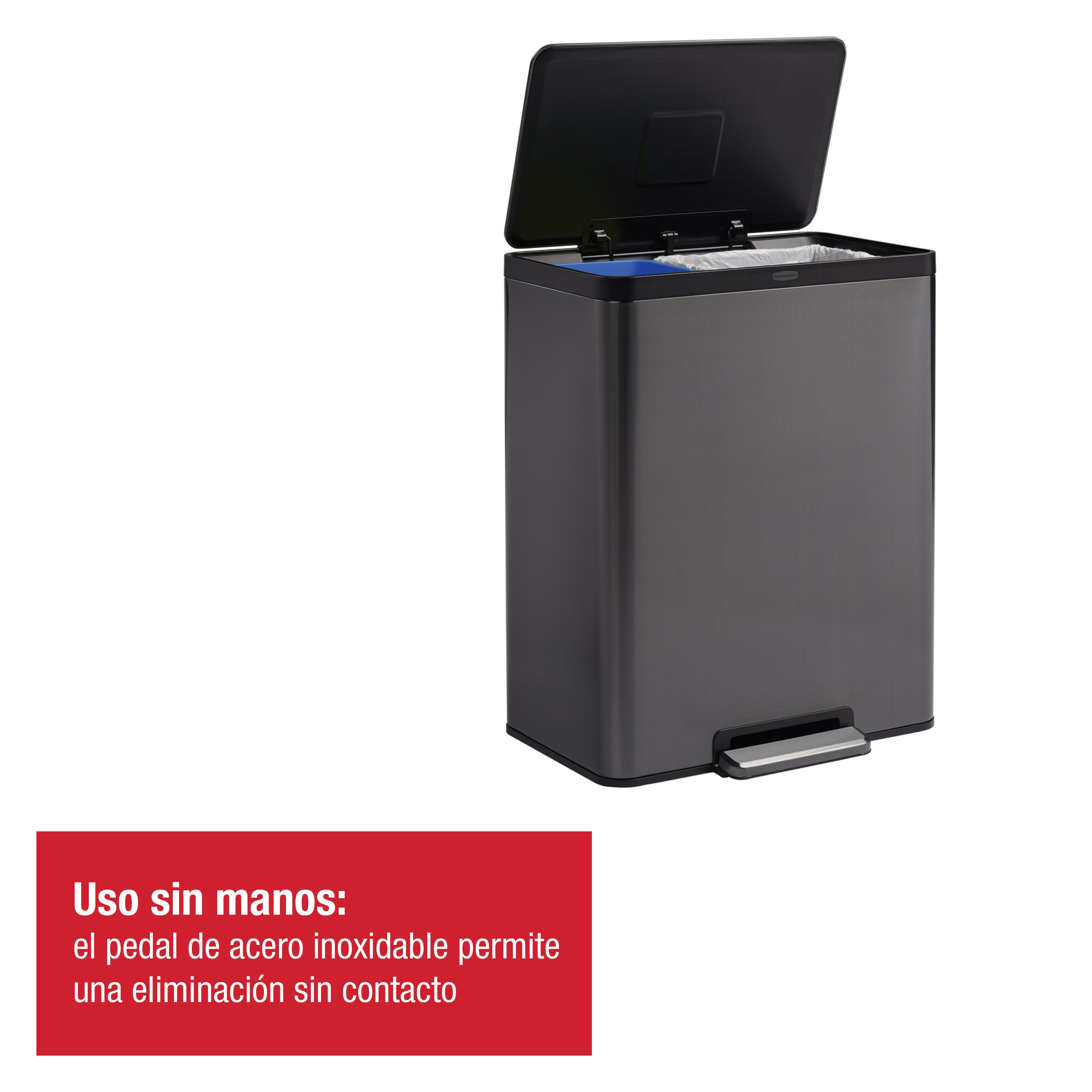 Rubbermaid Elite 60L/15.9G Stainless Steel Step-On Bin, Dual Stream Thumbnail 2