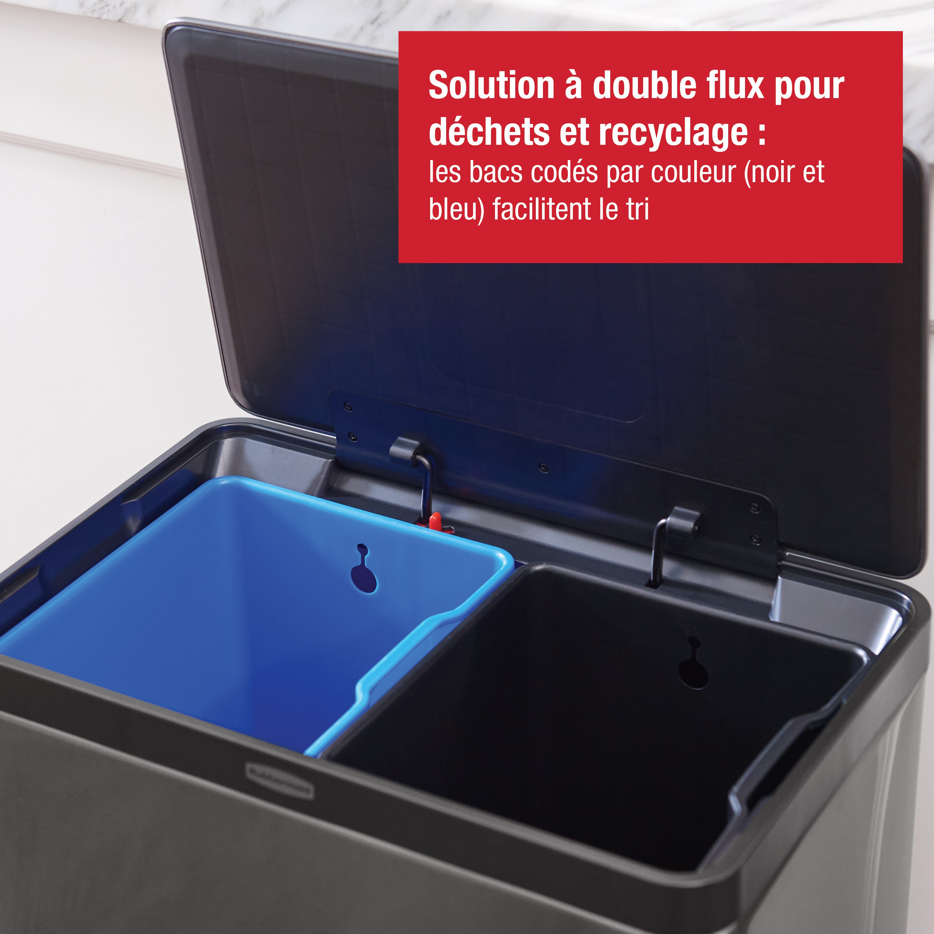 Rubbermaid Elite 39L/10.5G Stainless Steel Step-On Bin, Dual Stream Thumbnail 1