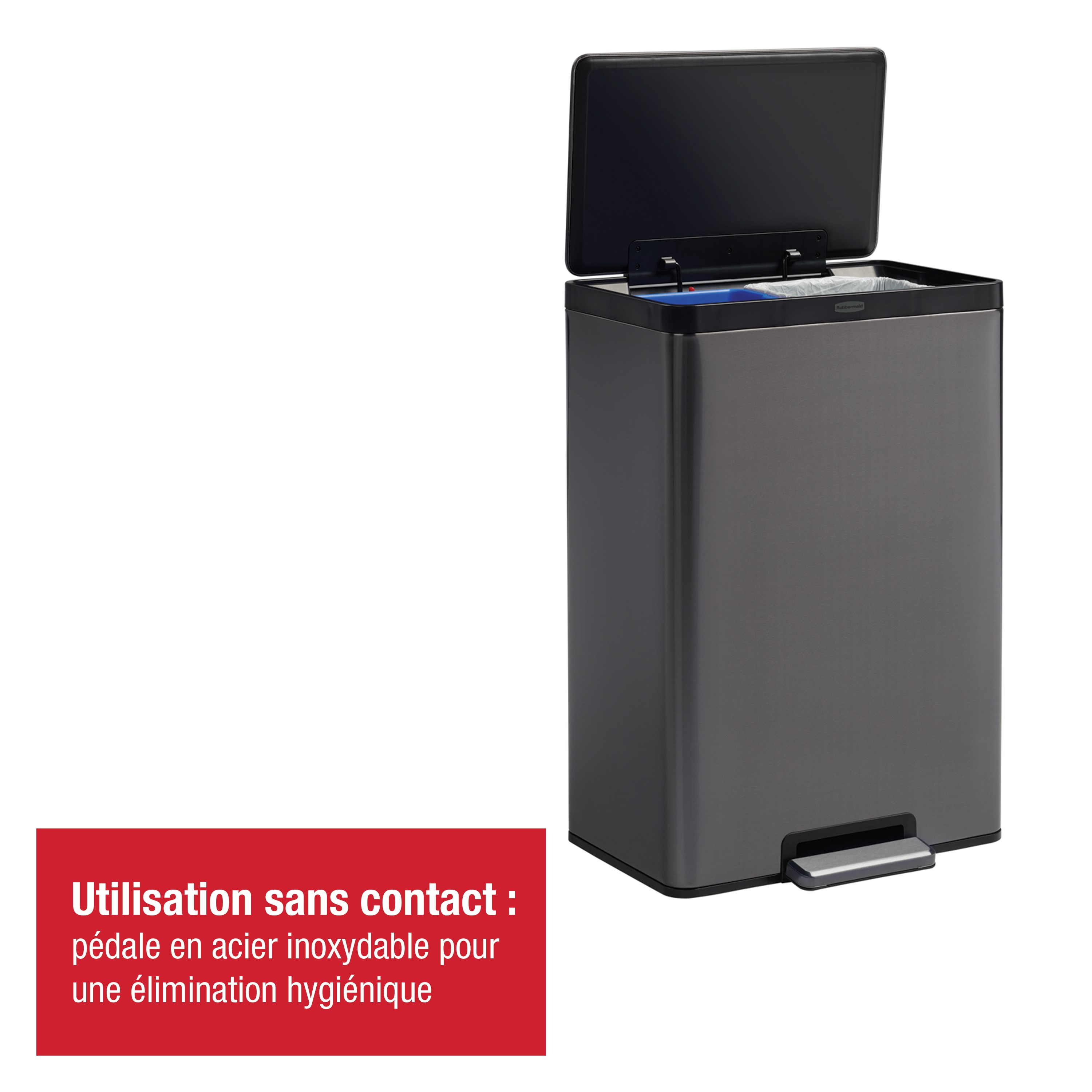 Rubbermaid Elite 39L/10.5G Stainless Steel Step-On Bin, Dual Stream Thumbnail 2