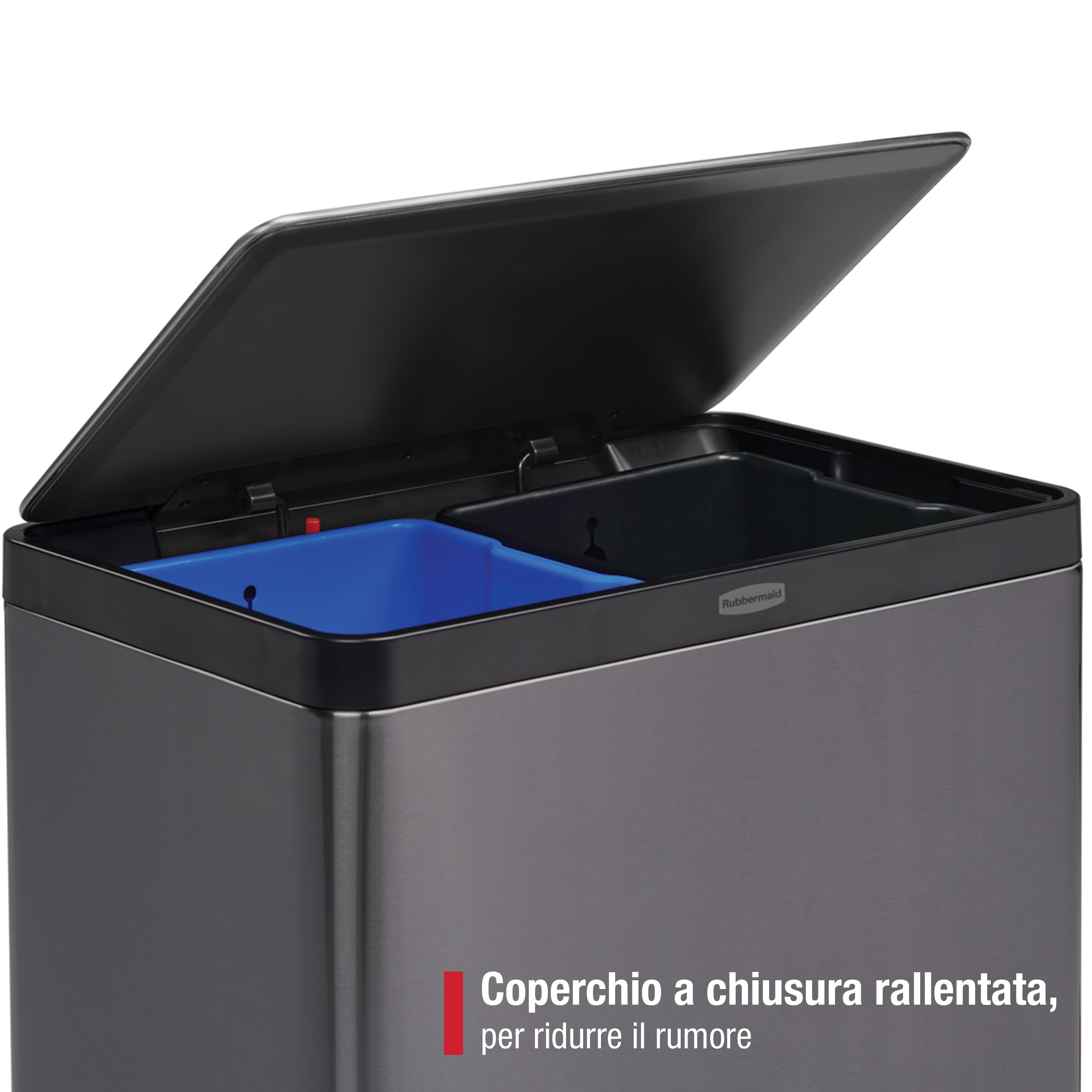 Rubbermaid Elite 39L/10.5G Stainless Steel Step-On Bin, Dual Stream Thumbnail 3