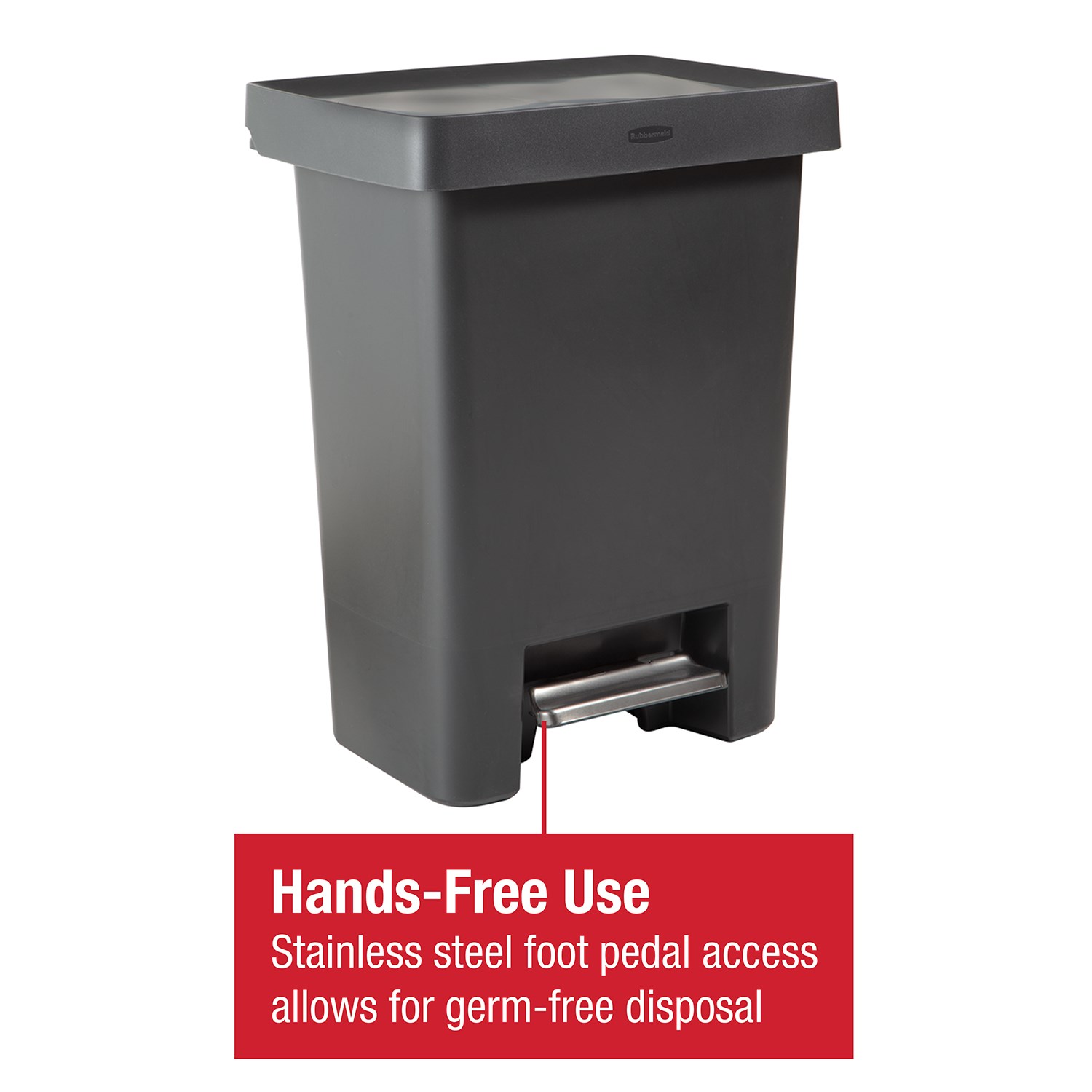 Large-capacity 71L step-on bin built for facilities requiring hygiene and durability.
Rubbermaid stainless steel pedal with secure liner lock and vented interior for easy servicing.