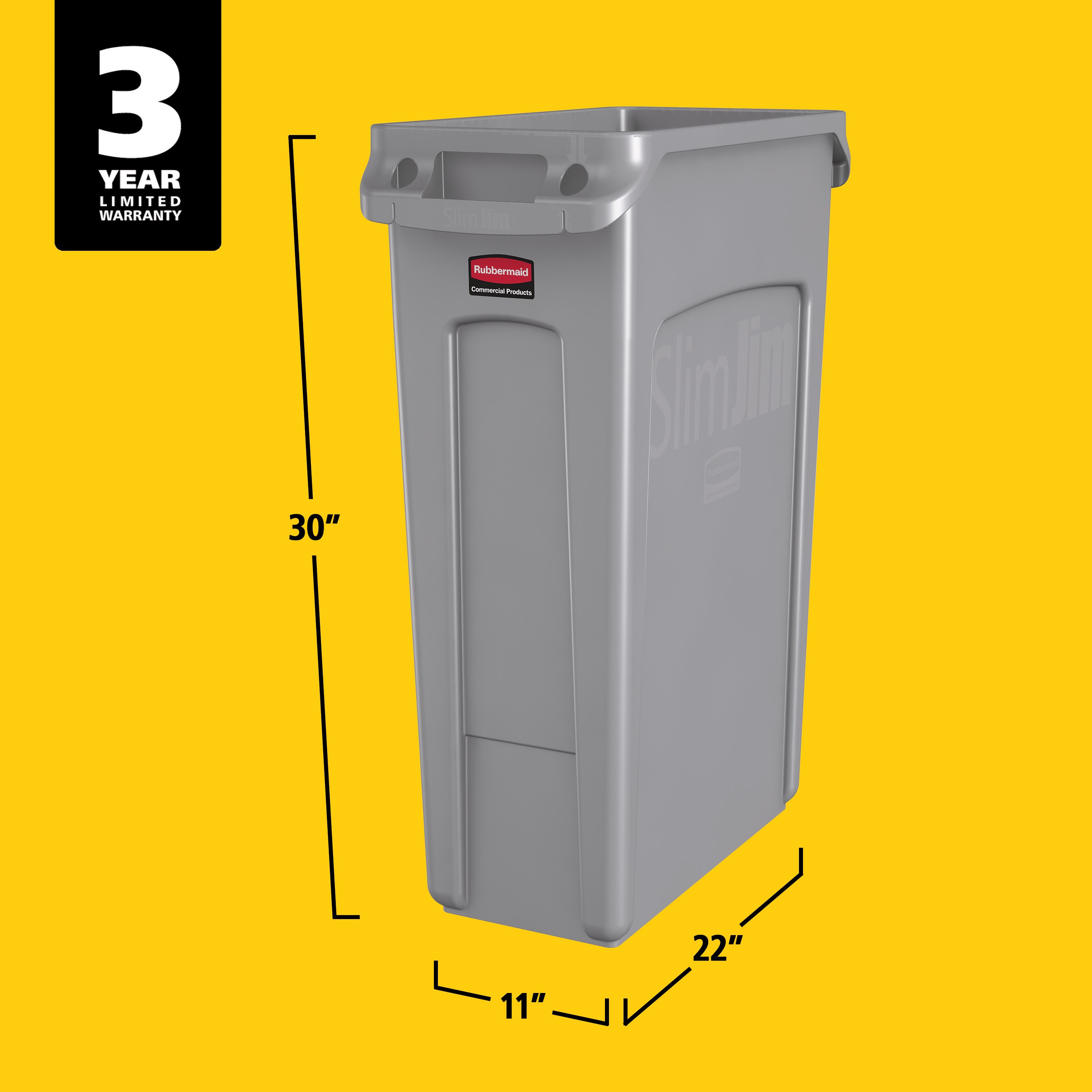 The Rubbermaid Commercial Slim Jim® containers with venting channels offer uncompromised performance in constrained spaces.