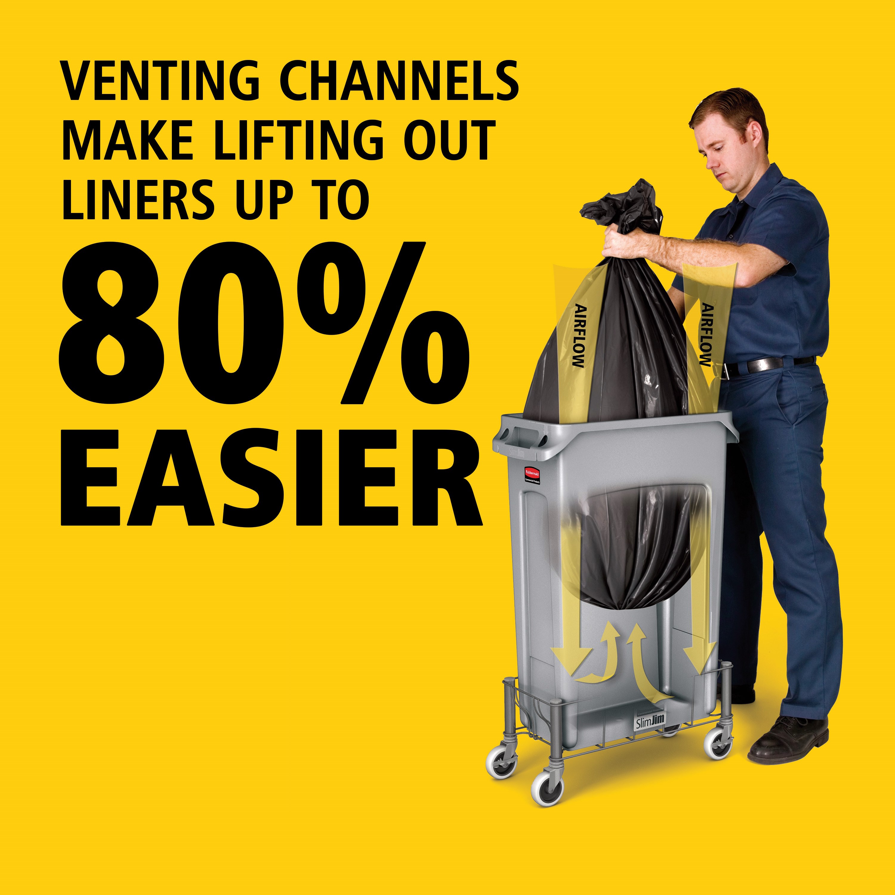 The Rubbermaid Commercial Slim Jim® containers with venting channels offer uncompromised performance in constrained spaces.