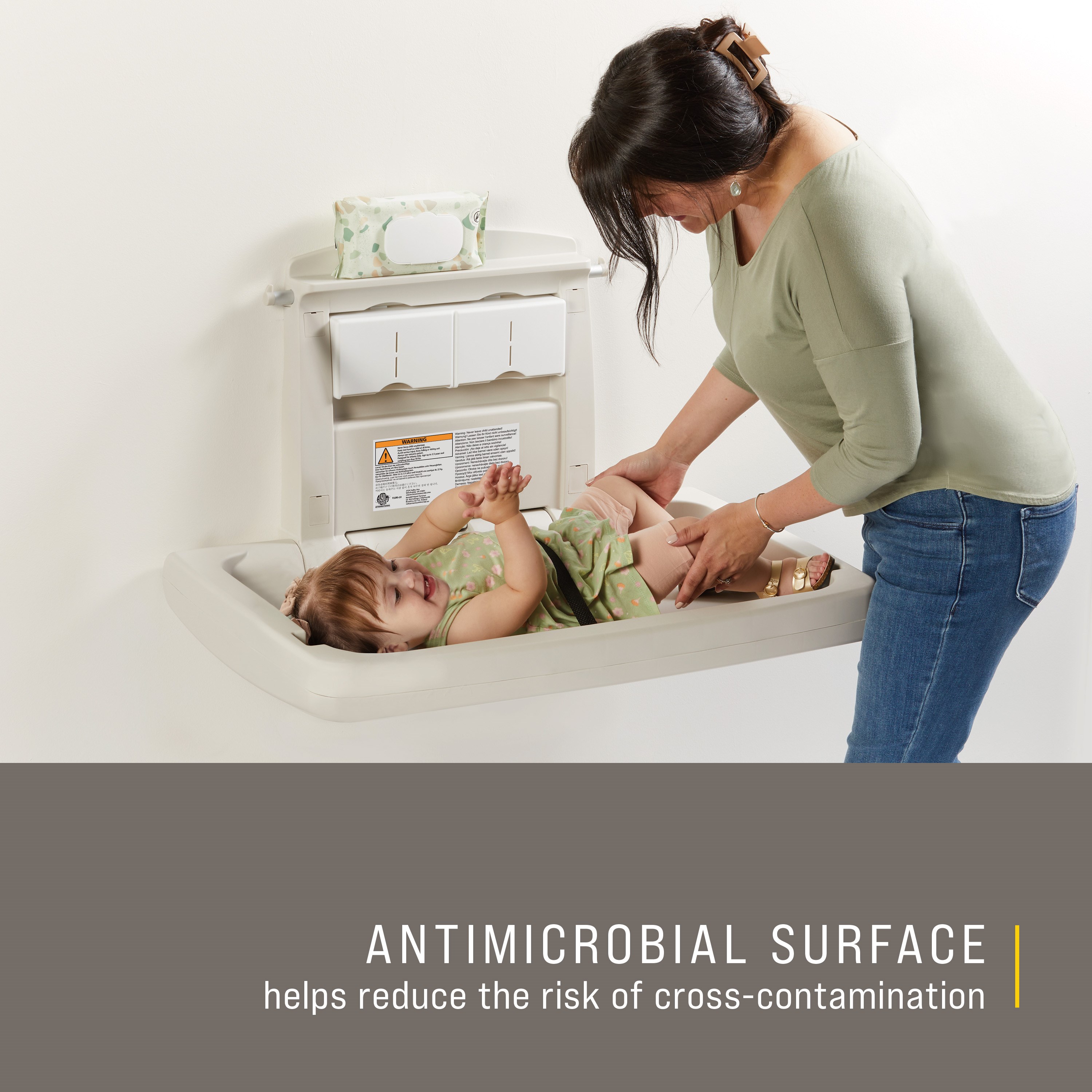 The Rubbermaid Commercial Products Baby Changing Station offers a safe baby changing station with best-in-class durability and convenience.