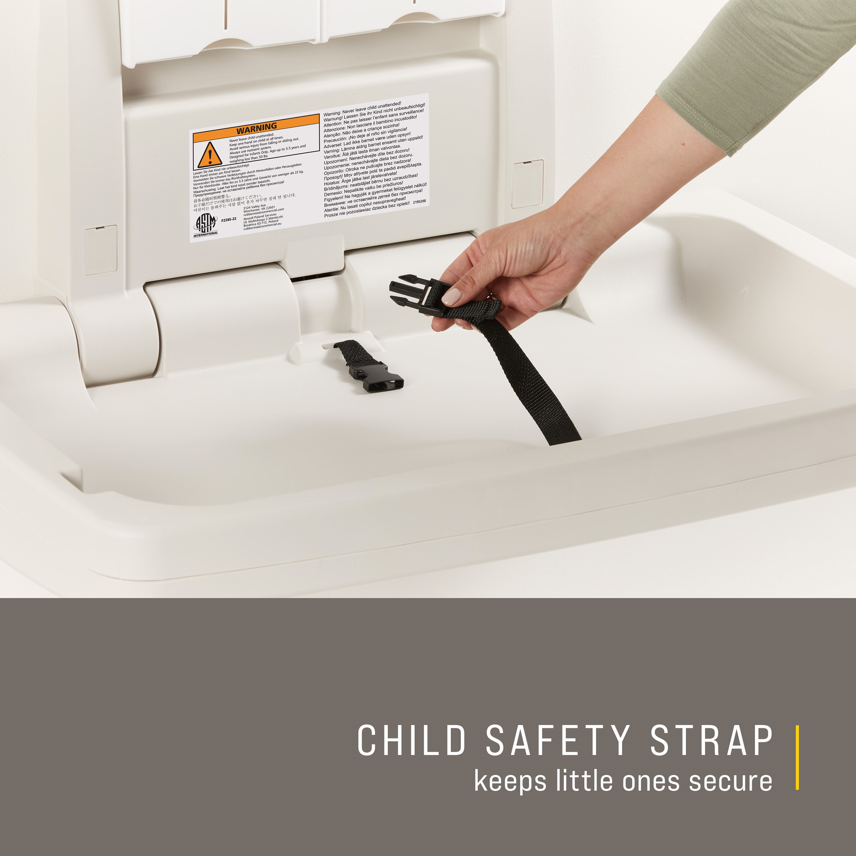 The Rubbermaid Commercial Products Baby Changing Station offers a safe baby changing station with best-in-class durability and convenience.