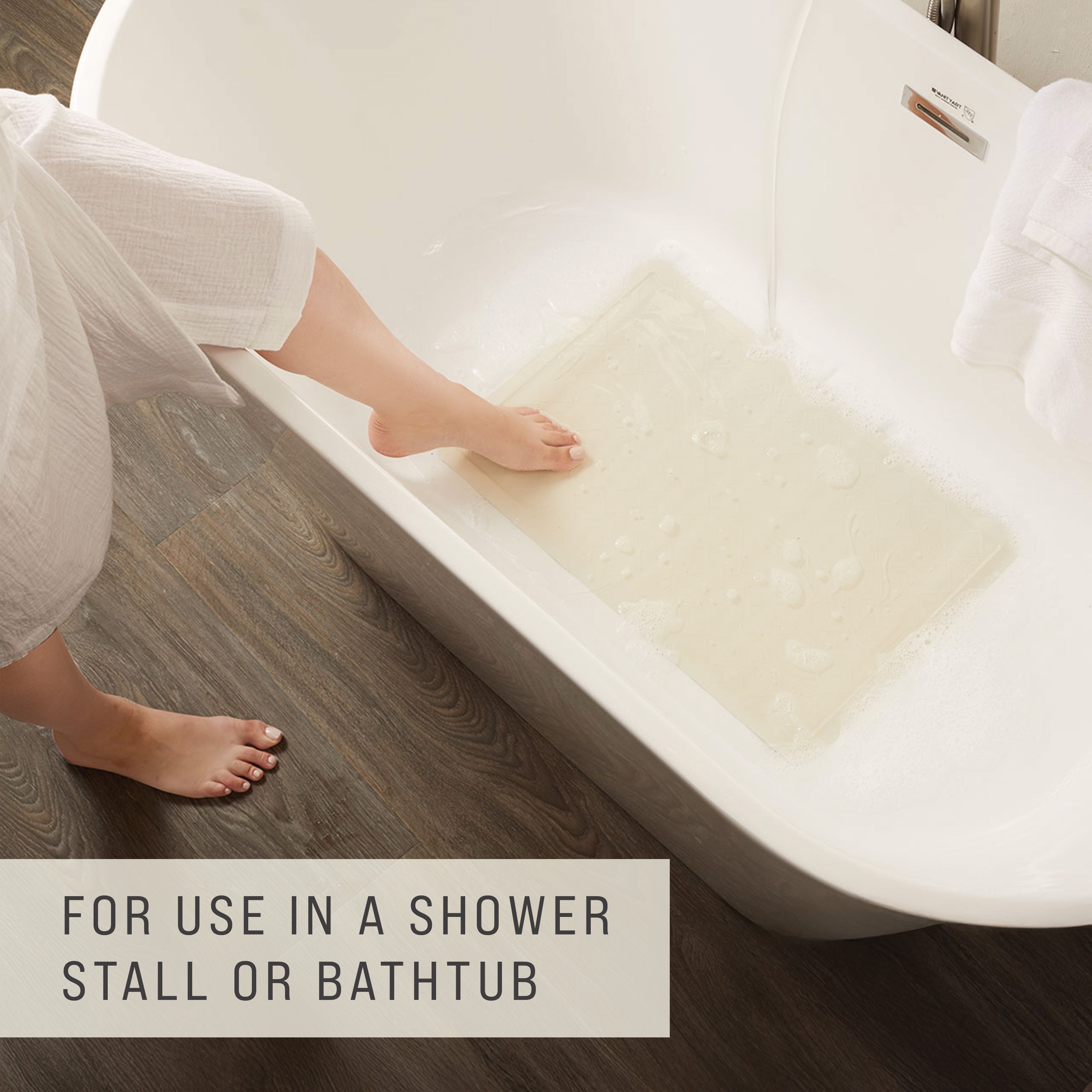 Perfect for a shower stall or bathtub. Suction-backed to stay firmly in place.