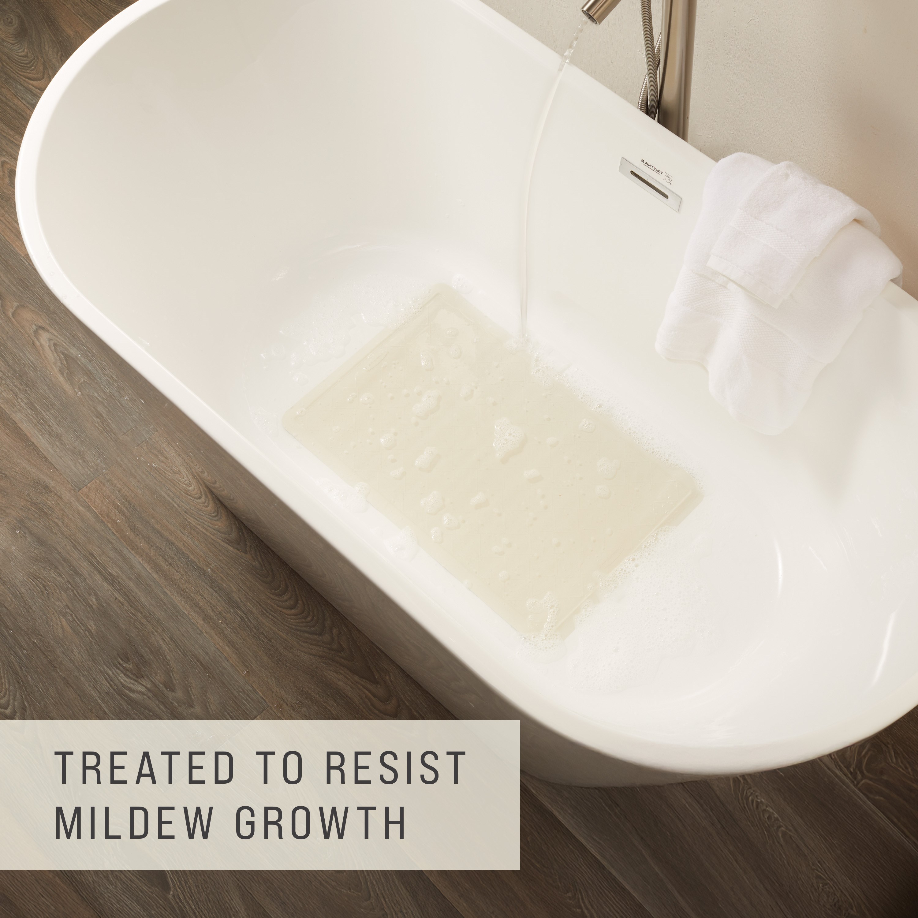 Perfect for a shower stall or bathtub. Suction-backed to stay firmly in place.