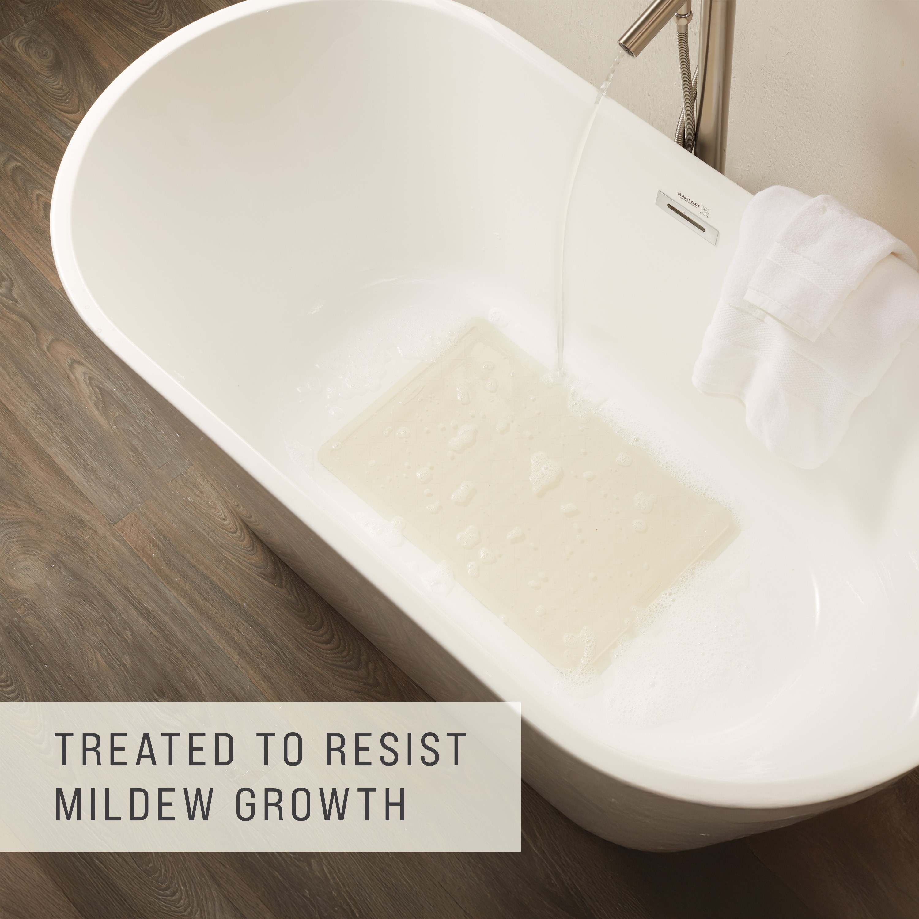 Perfect for a shower stall or bathtub. Suction-backed to stay firmly in place.