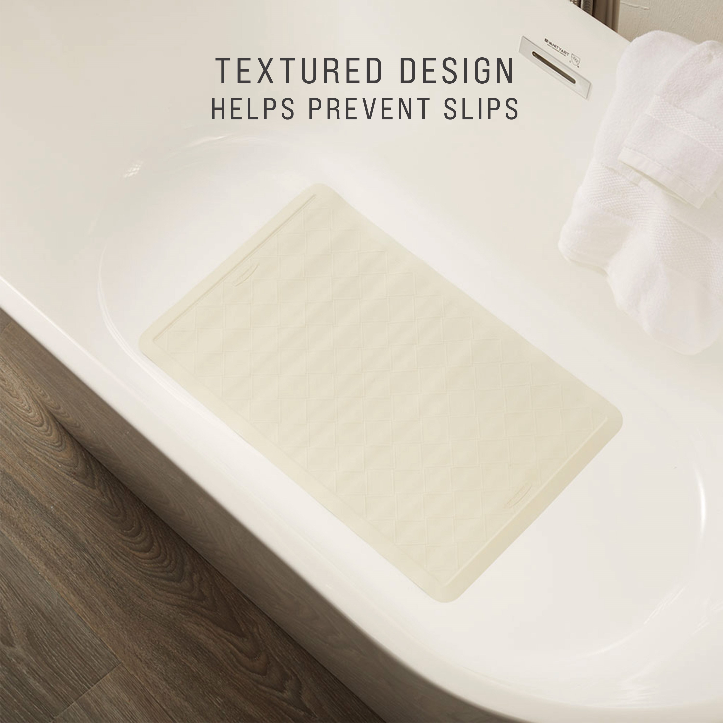Perfect for a shower stall or bathtub. Suction-backed to stay firmly in place.