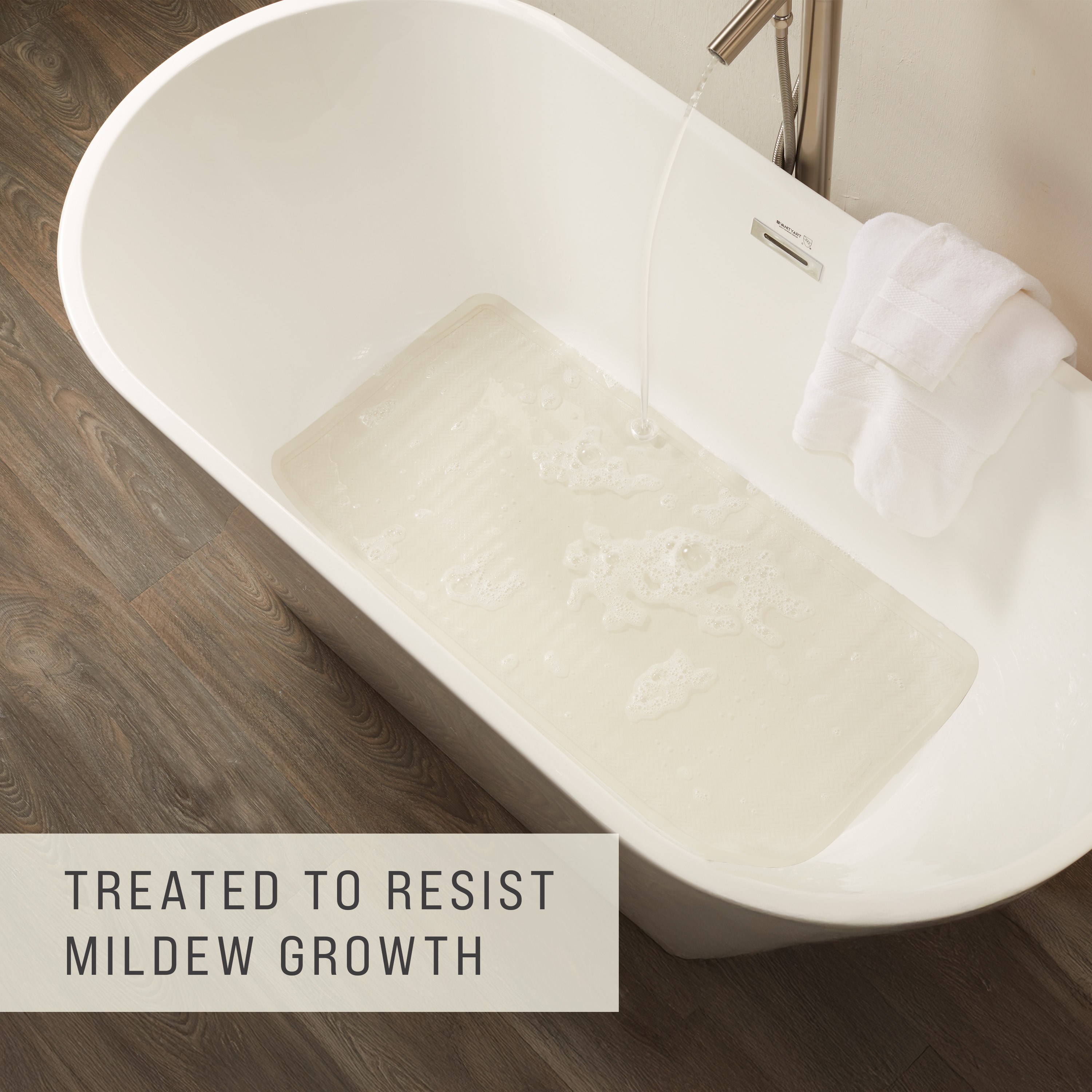 Perfect for a shower stall or bathtub. Suction-backed to stay firmly in place.