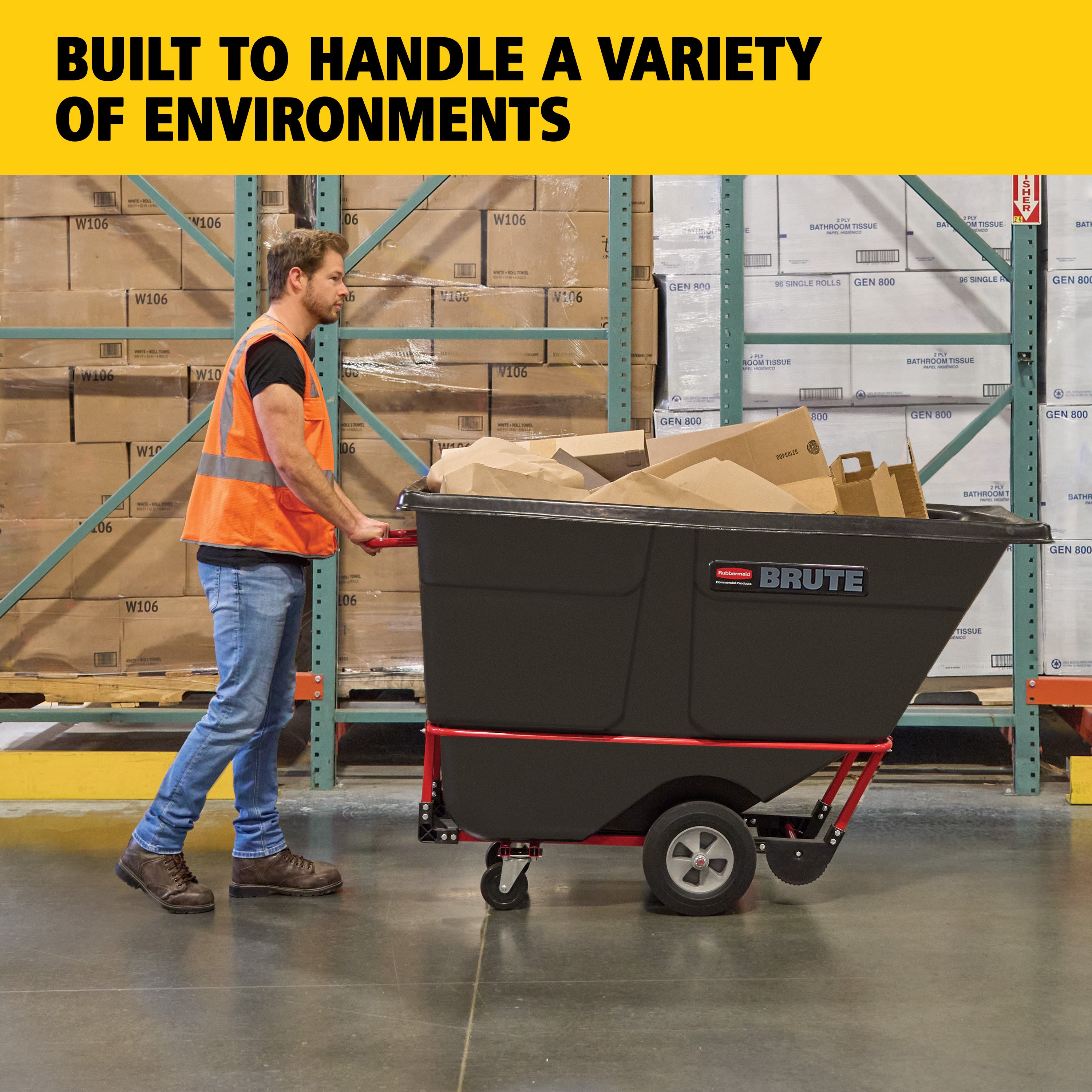 The BRUTE Standard Duty Tilt Truck has industrial strength construction and can transport heavy loads up to 850 lbs. with ease.
