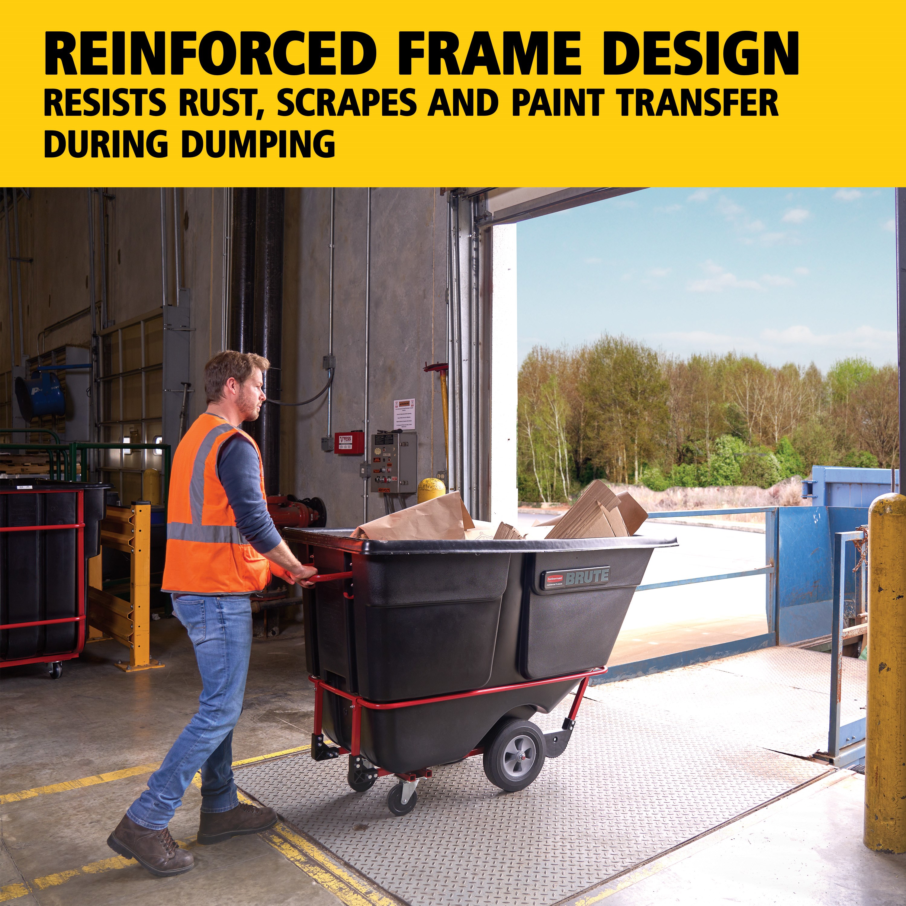 The BRUTE Standard Duty Tilt Truck has industrial strength construction and can transport heavy loads up to 850 lbs. with ease.