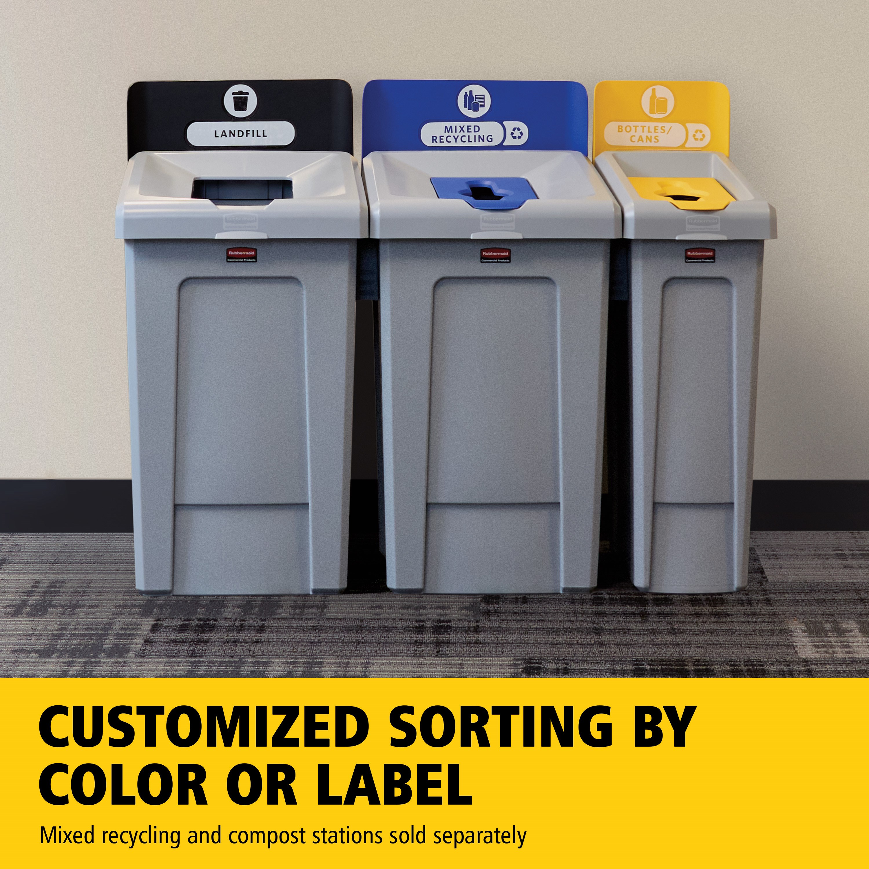 The Slim Jim® Recycling Station offers a front-of-house look with back-of-house functionality. It seamlessly connects with the 23G Slim Jim Recycling Station for a customizable recycling solution.