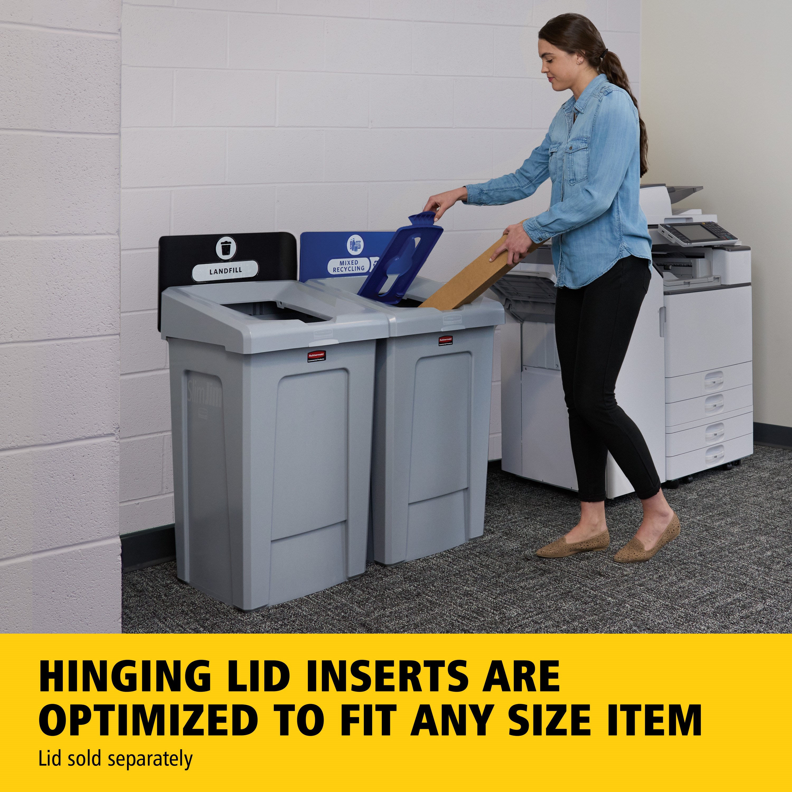 The Slim Jim® Recycling Station offers a front-of-house look with back-of-house functionality. It seamlessly connects with the 23G Slim Jim Recycling Station for a customizable recycling solution.