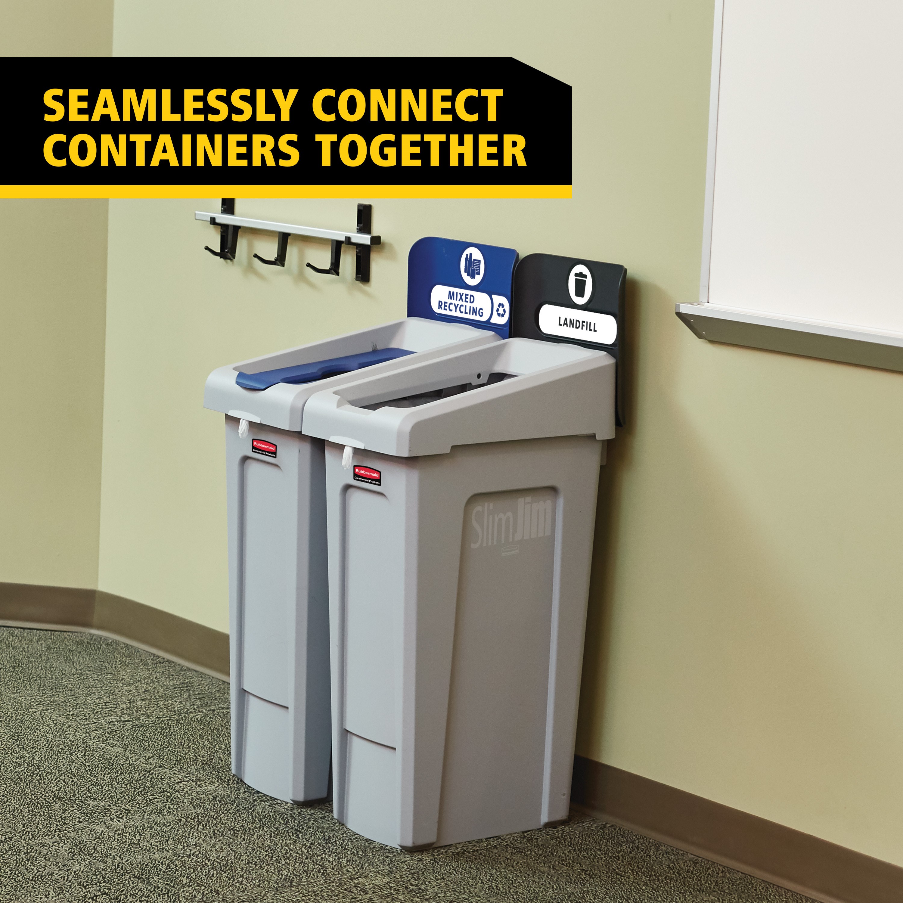 The Slim Jim® Recycling Station offers a front-of-house look with back-of-house functionality. It seamlessly connects with the 33G Slim Jim Recycling Station for a customizable recycling solution.