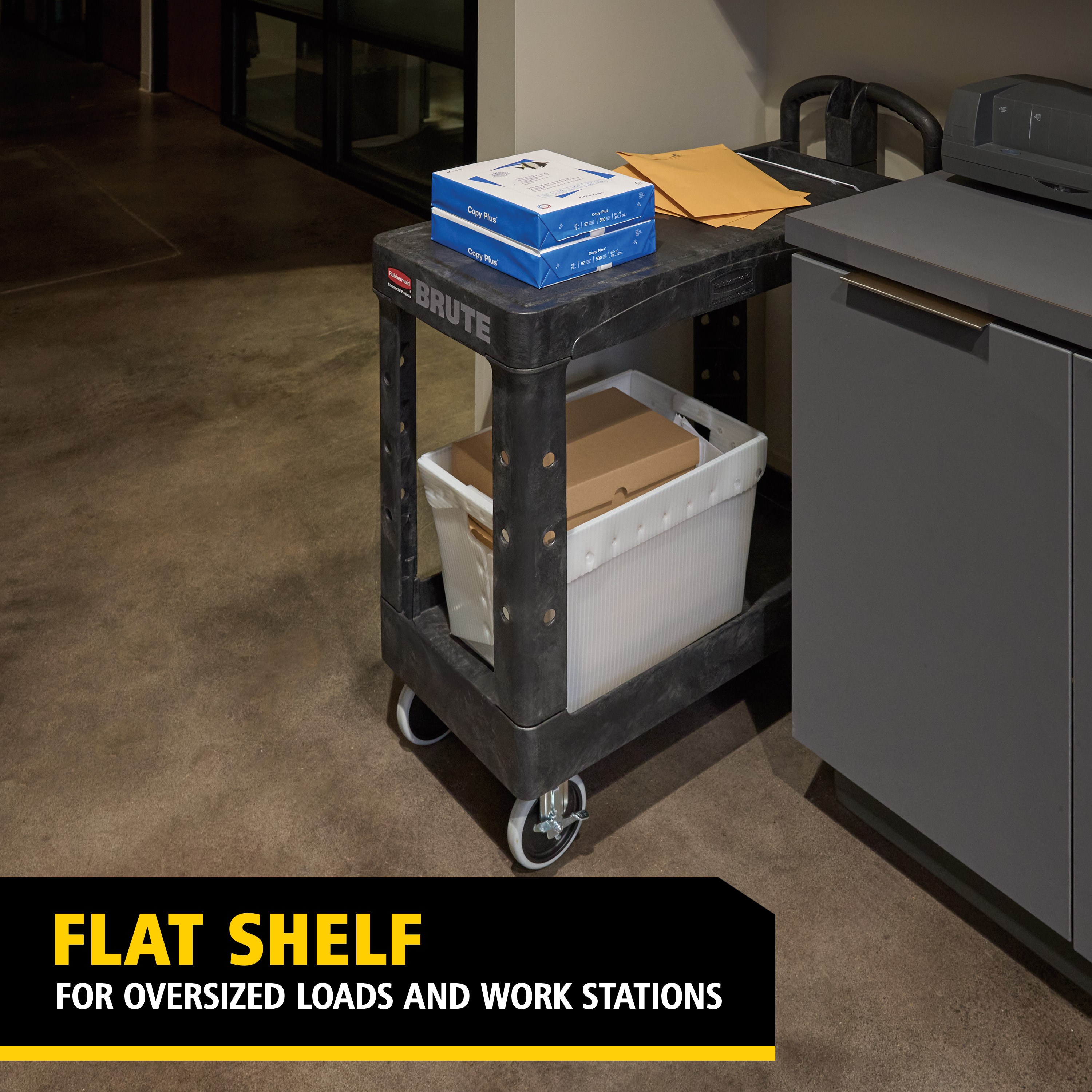 Durable versatile cart that is ideal for securely transporting materials, supplies, and heavy loads up to 500 lbs.