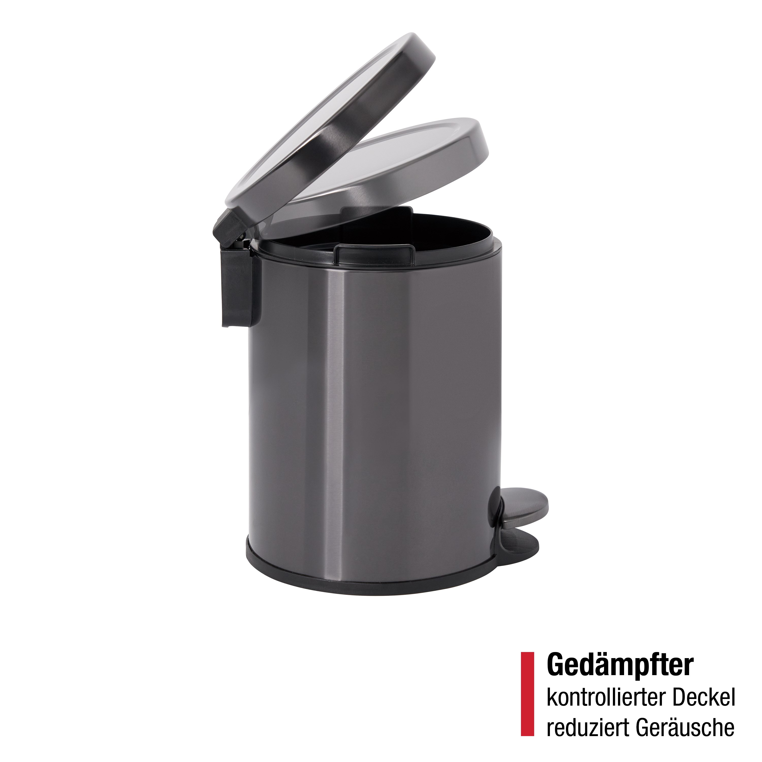 Rubbermaid 6L/1.6G Stainless Steel Round Step-On Wastebasket, Charcoal Thumbnail 3