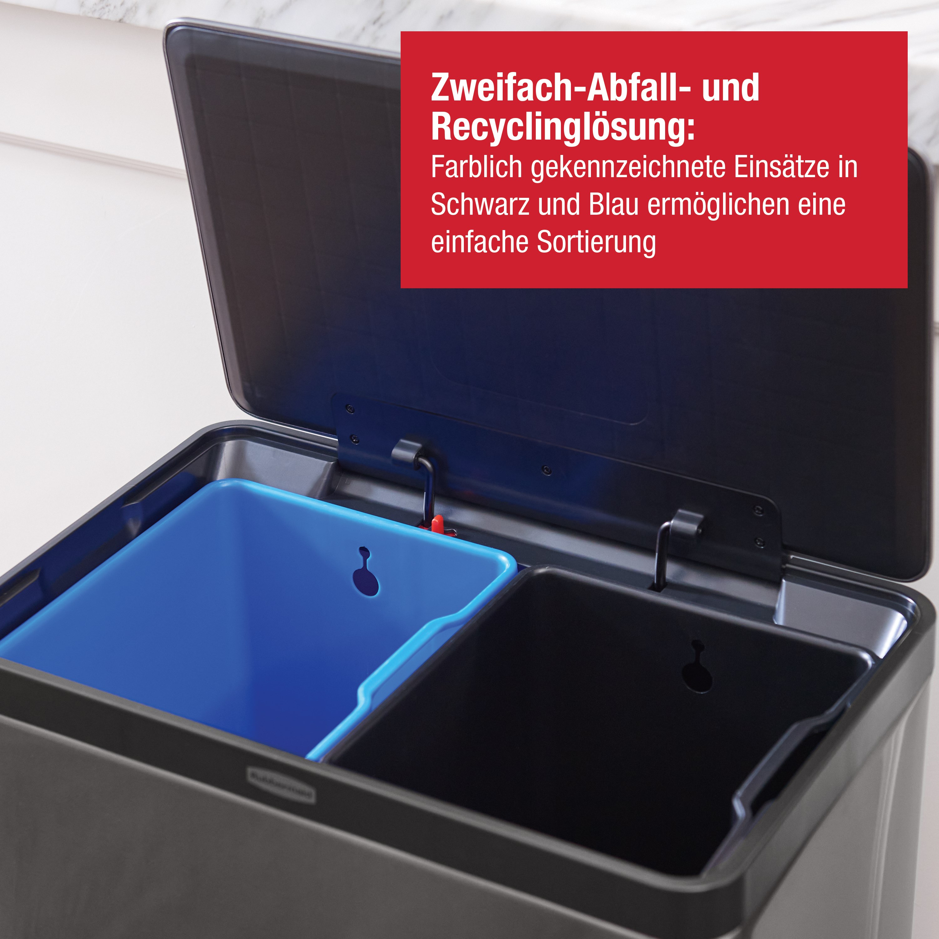 Rubbermaid Elite 39L/10.5G Stainless Steel Step-On Bin, Dual Stream Thumbnail 1