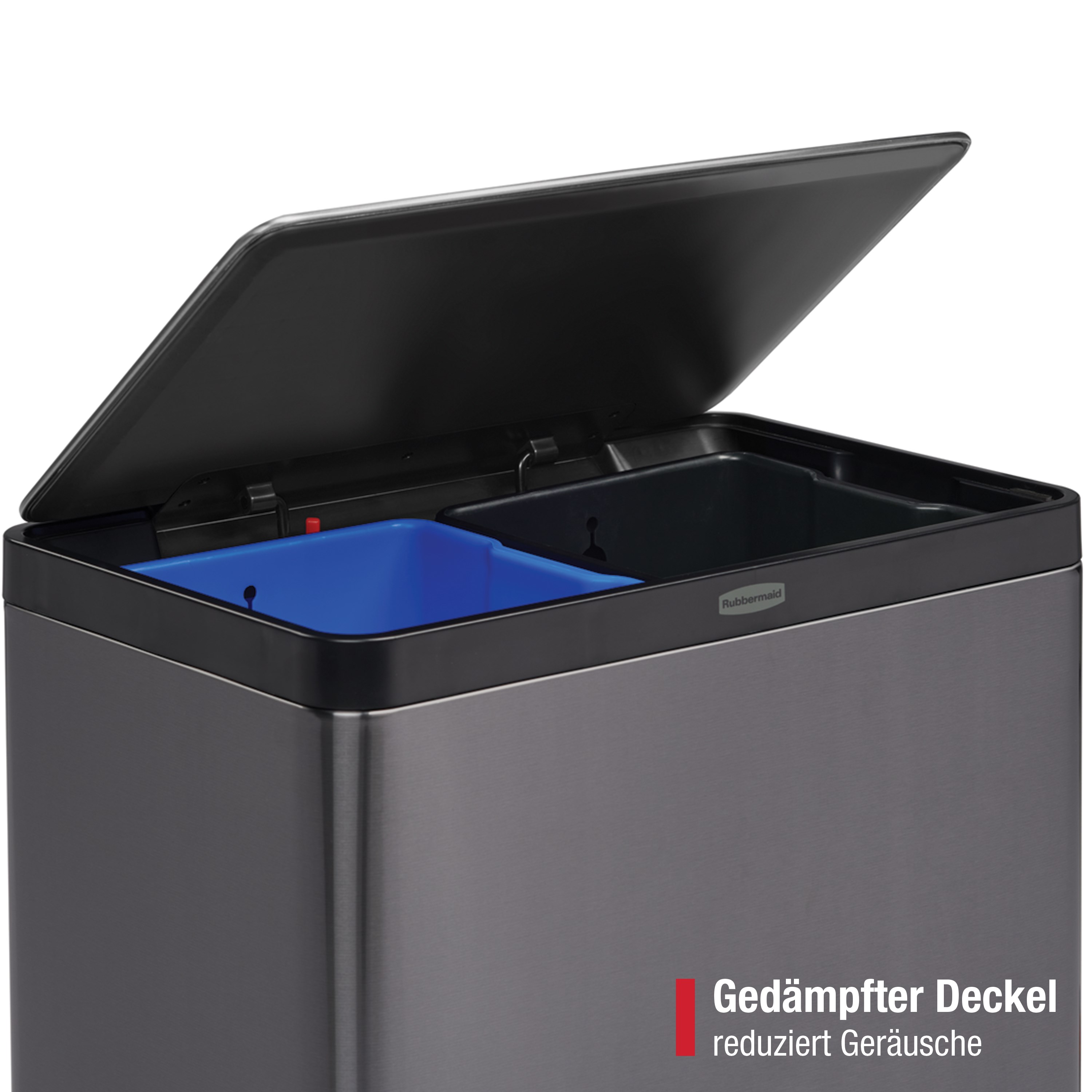 Rubbermaid Elite 39L/10.5G Stainless Steel Step-On Bin, Dual Stream Thumbnail 3