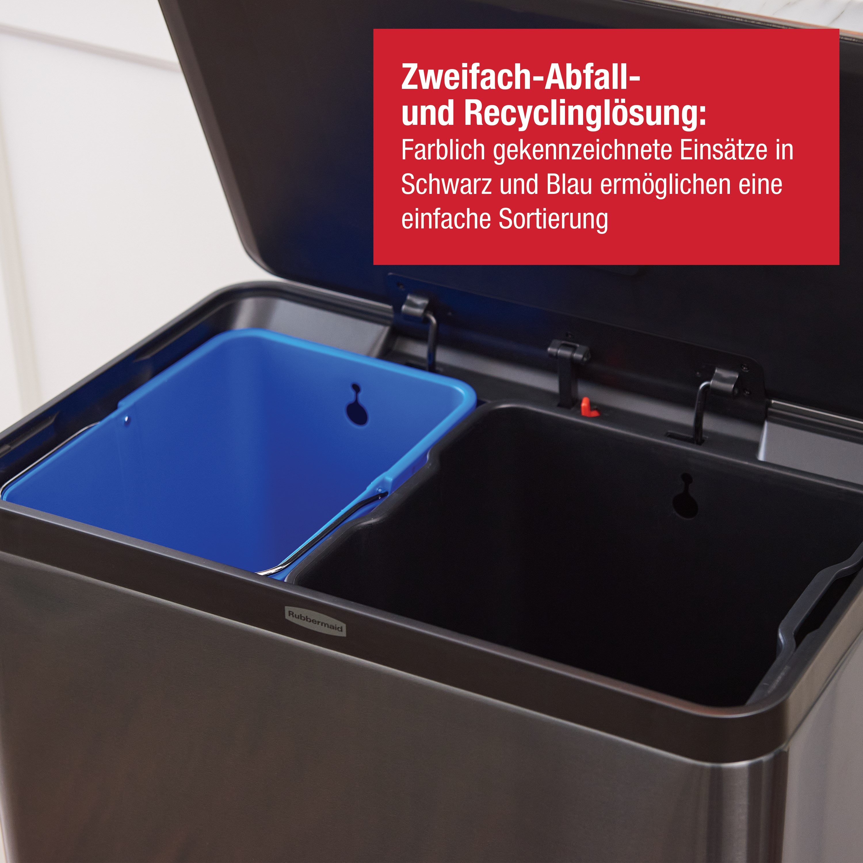 Rubbermaid Elite 60L/15.9G Stainless Steel Step-On Bin, Dual Stream Thumbnail 4