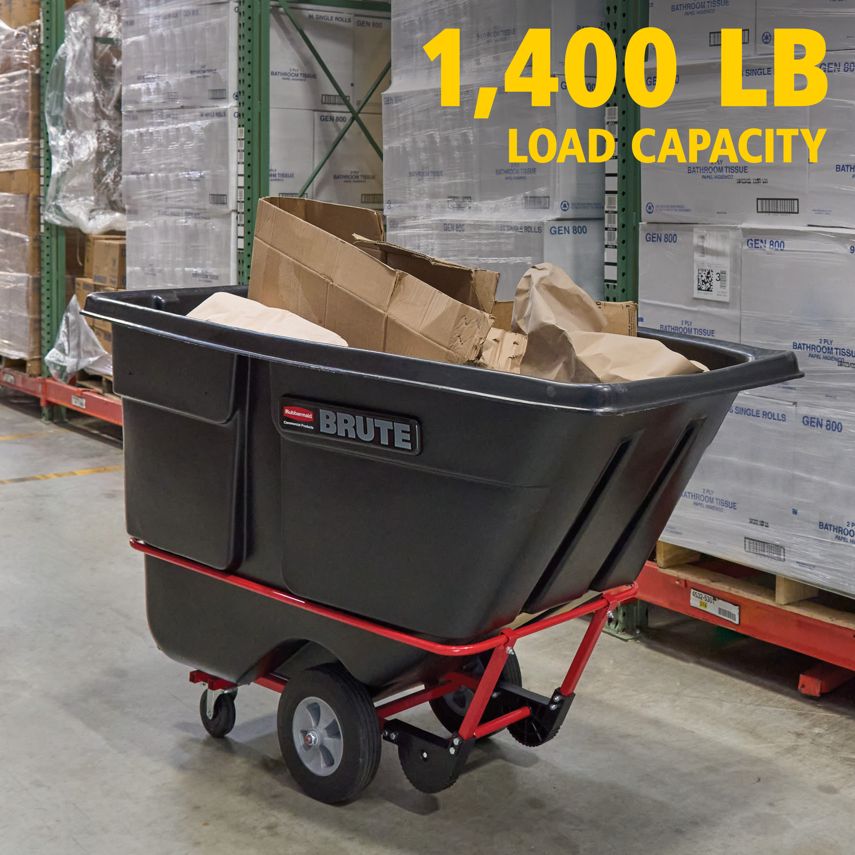 The BRUTE Heavy-Duty Tilt Truck has industrial strength construction and can transport heavy loads up to 2,100 lbs. with ease.