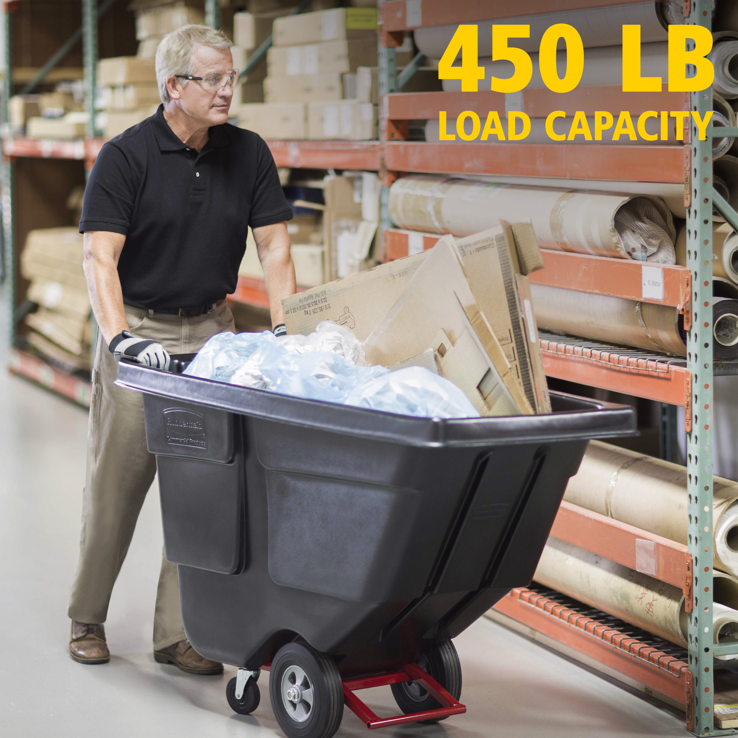 The Rubbermaid Commercial Tilt Truck ideal for collection, movement, disposable of waste and transport of general loads efficiently in any facility.