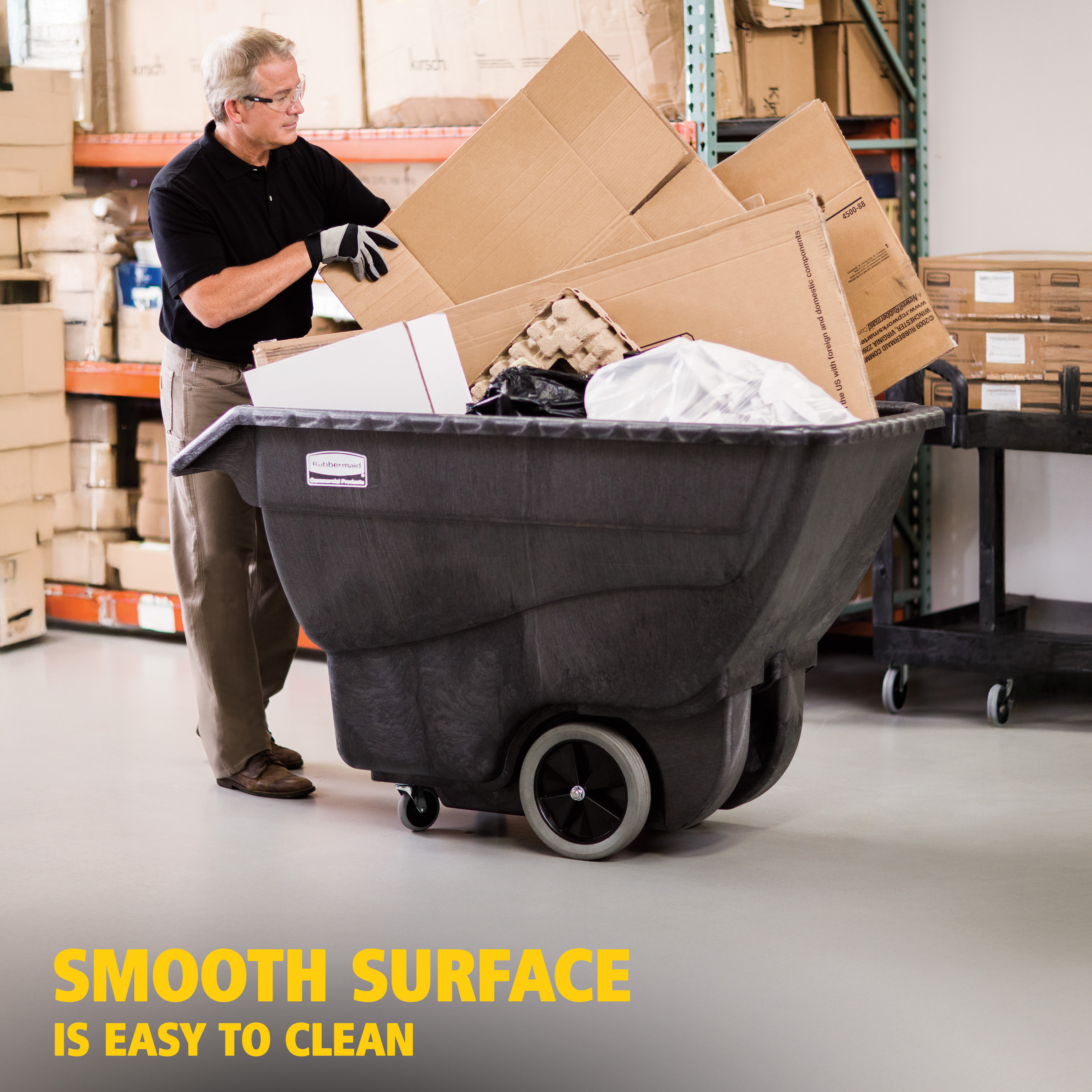 La mousse structurée ultrarésistante de ce chariot permet de transporter facilement des charges lourdes.