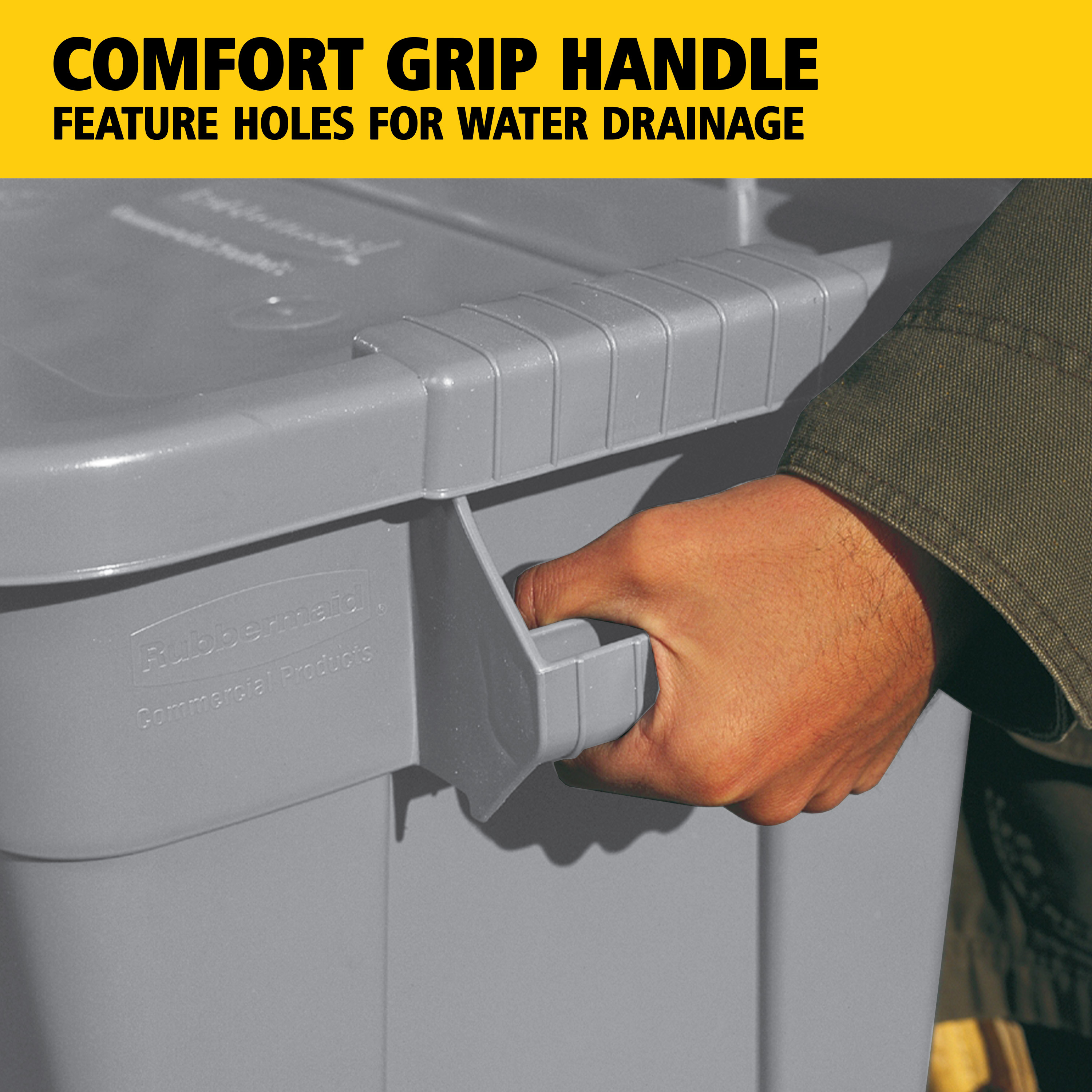 The Rubbermaid Commercial BRUTE® Food Storage Tote with Lid is ideal for the food service industry, these plastic food storage containers meet NSF/ANSI Standard 2 for use in food handling and processing.