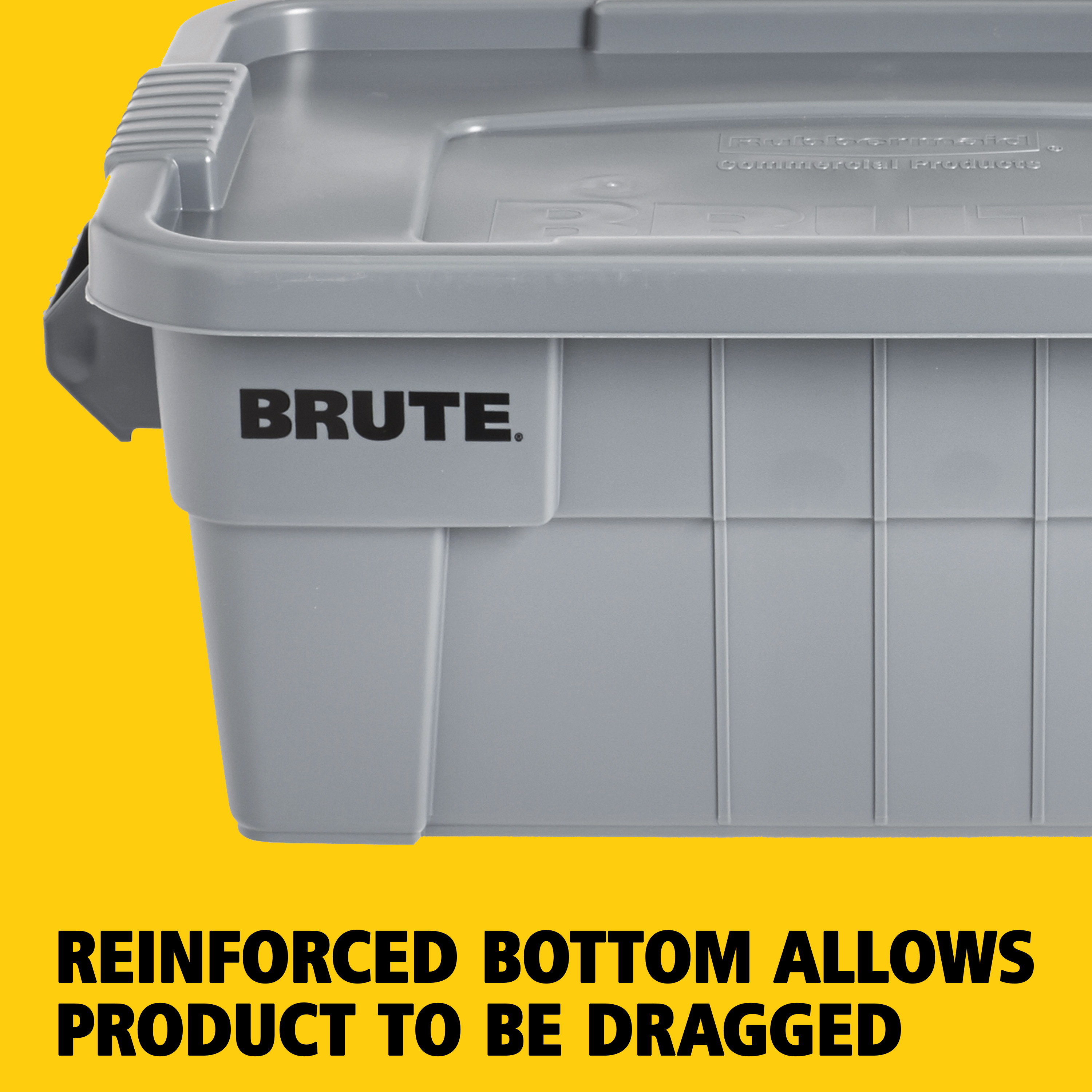 The Rubbermaid Commercial BRUTE® Food Storage Tote with Lid is ideal for the food service industry, these plastic food storage containers meet NSF/ANSI Standard 2 for use in food handling and processing.
