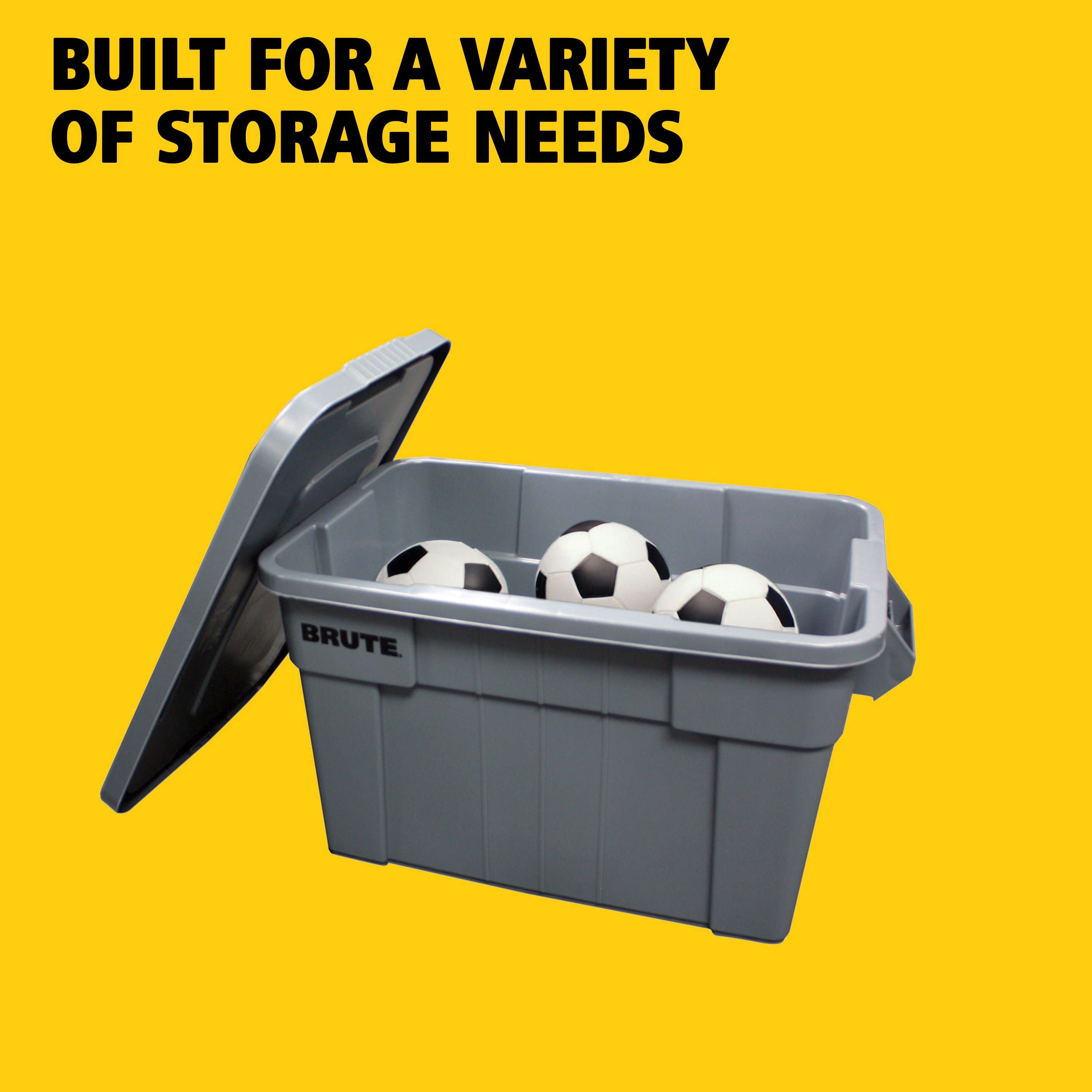 The BRUTE® Tote Storage Bin with Lid is a heavy-duty storage container. Ideal for the food service industry, these plastic food storage containers are NSF-certified for use in food handling and processing.