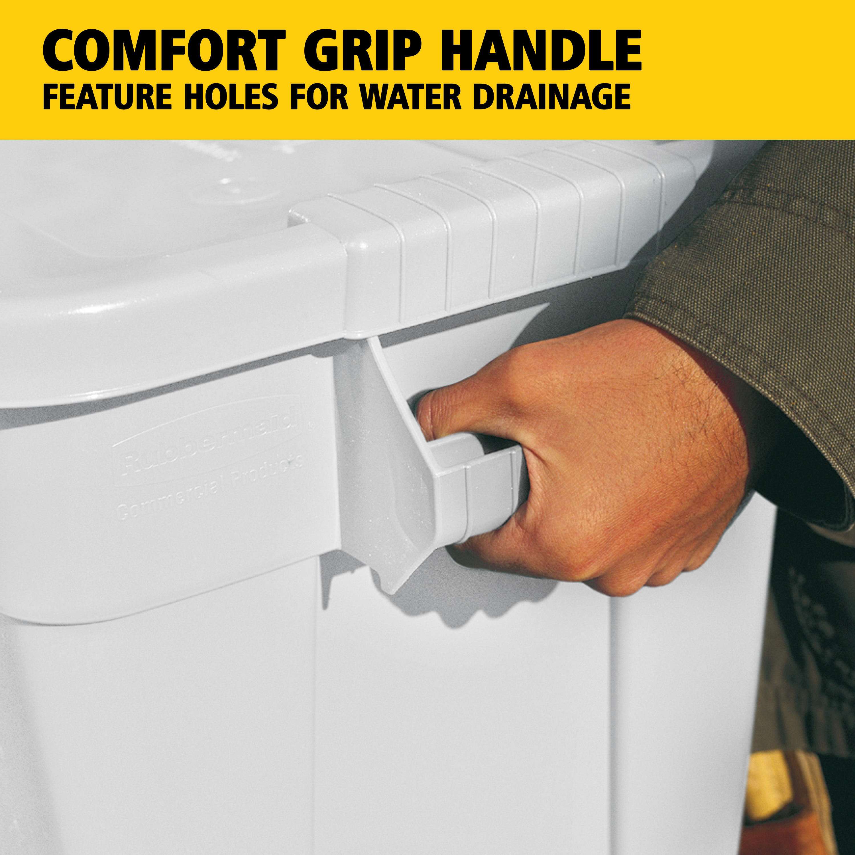 The Rubbermaid Commercial BRUTE® Food Storage Tote with Lid is ideal for the food service industry, these plastic food storage containers meet NSF/ANSI Standard 2 for use in food handling and processing.