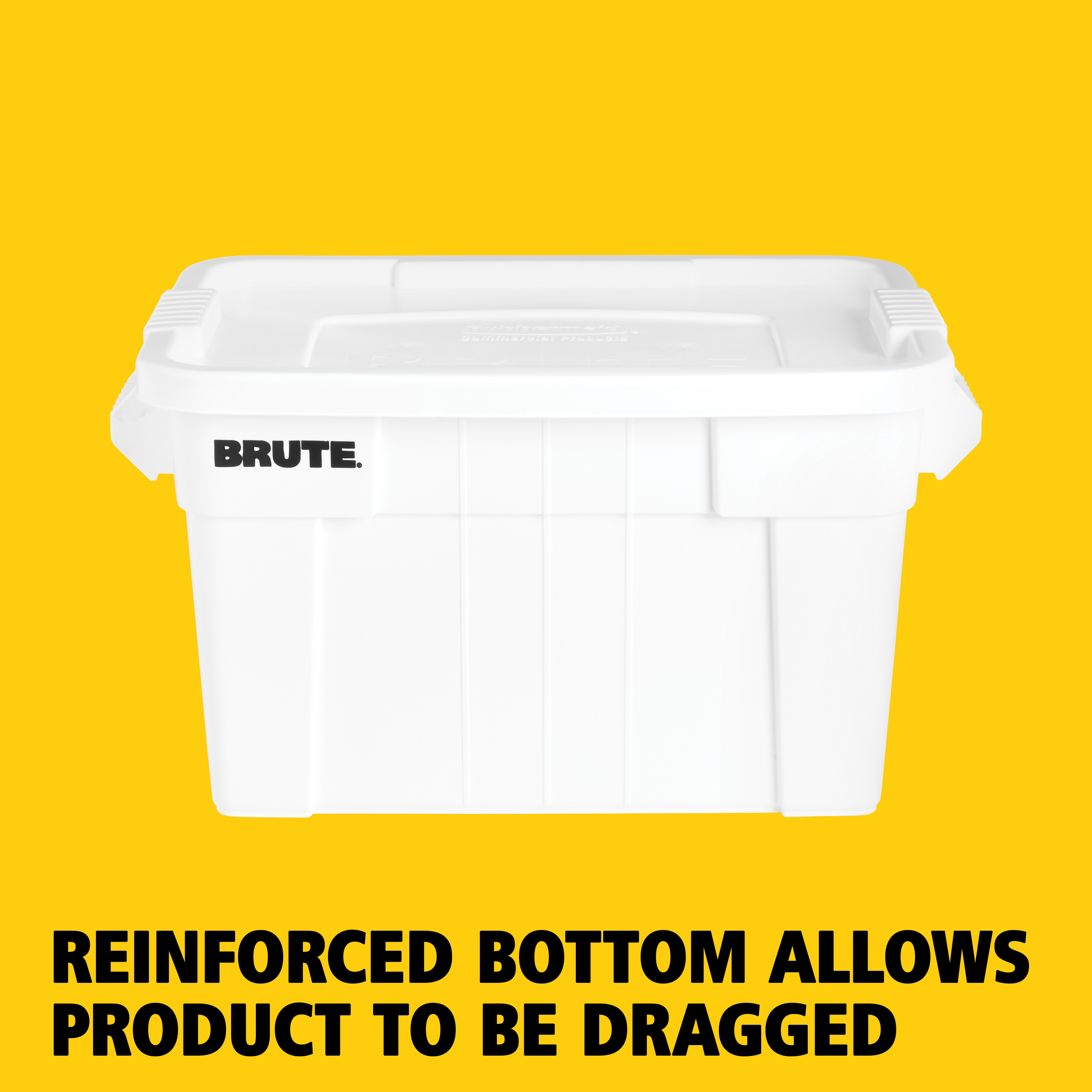 The Rubbermaid Commercial BRUTE® Food Storage Tote with Lid is ideal for the food service industry, these plastic food storage containers meet NSF/ANSI Standard 2 for use in food handling and processing.