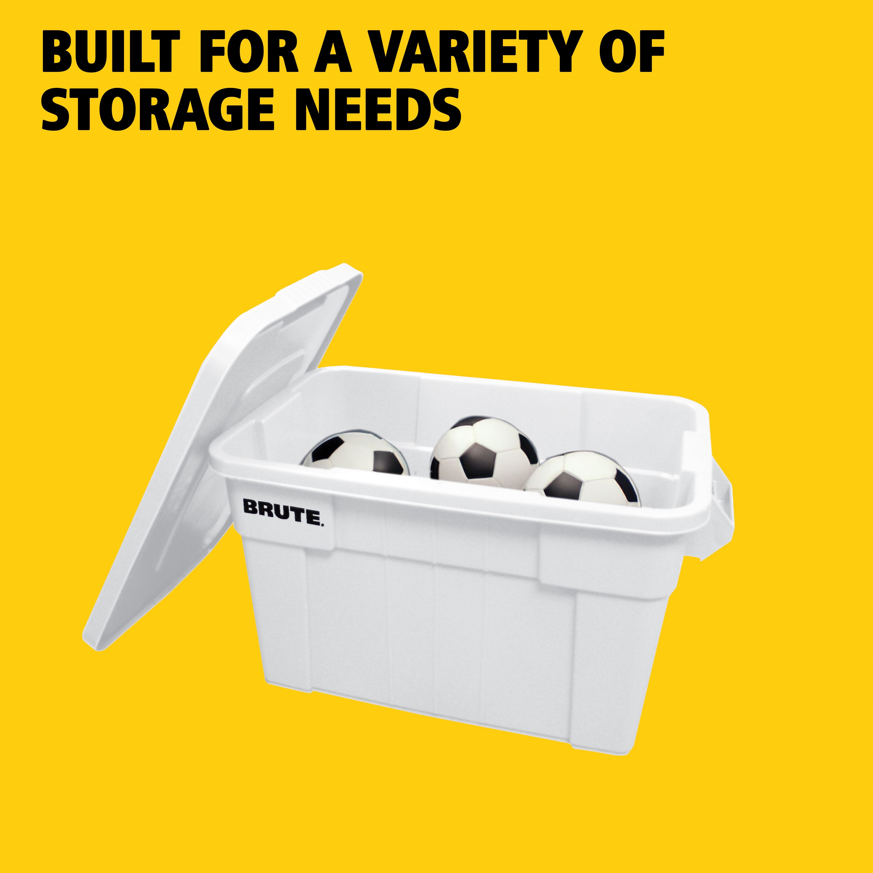 The BRUTE® Food Storage Tote with Lid is ideal for the food service industry, these plastic food storage containers meet NSF/ANSI Standard 2 for use in food handling and processing.