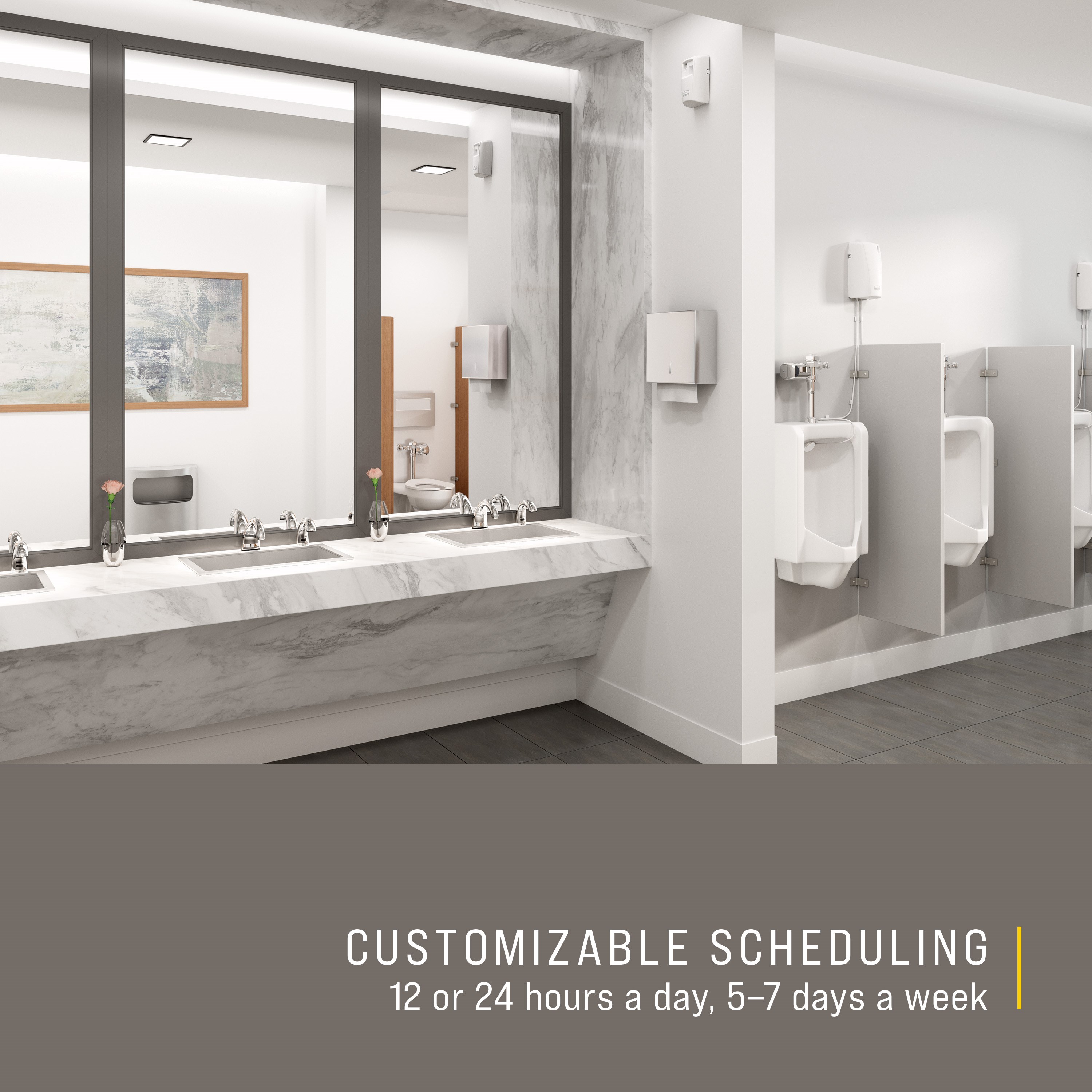 Microburst® 3000 aerosol odor control systems deliver a cost-effective, programmable solution with all the power and performance of standard dispensers.