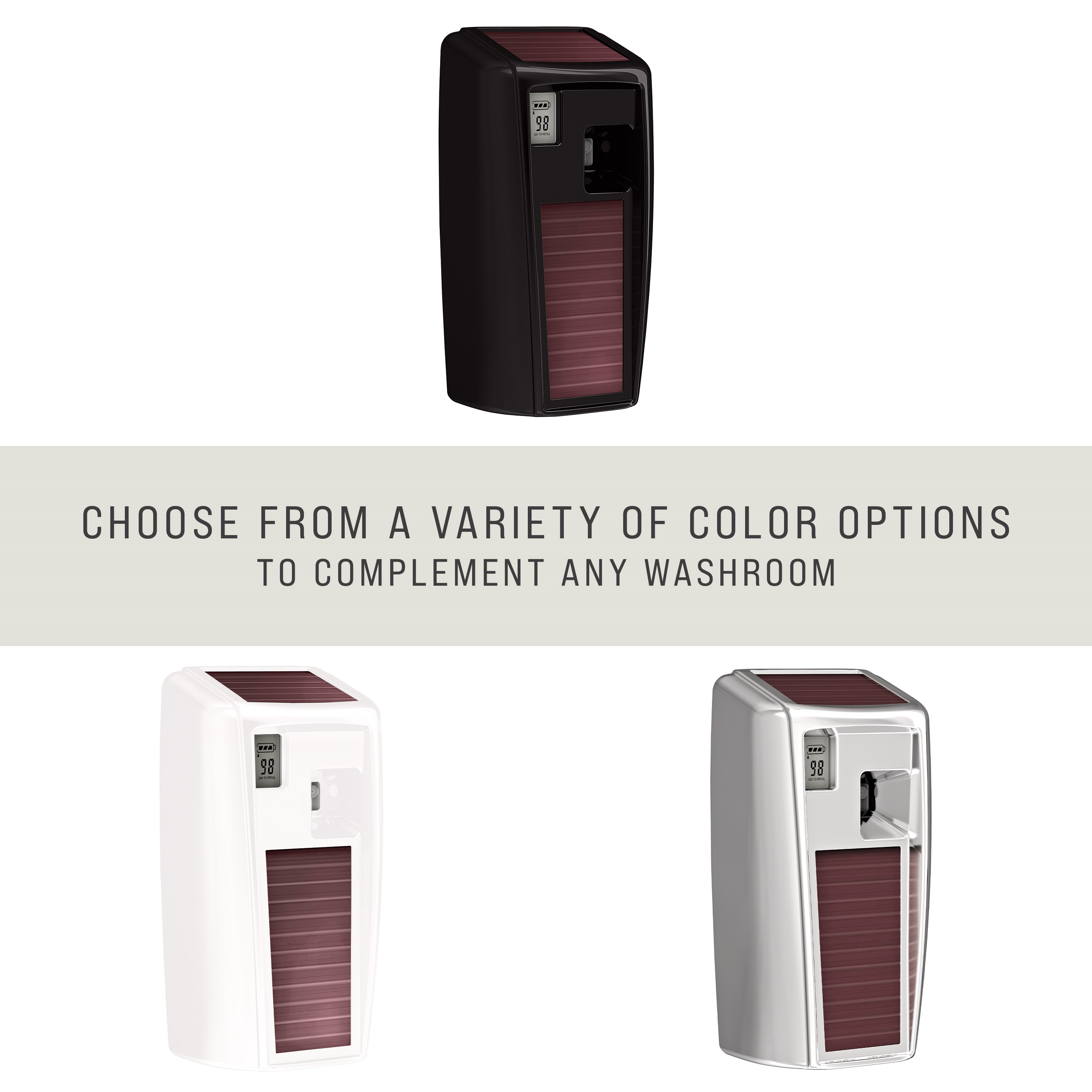 The Microburst® 3000, powered by the revolutionary LumeCel™ rechargeable energy system, offers flexible programming and powerful odor control.