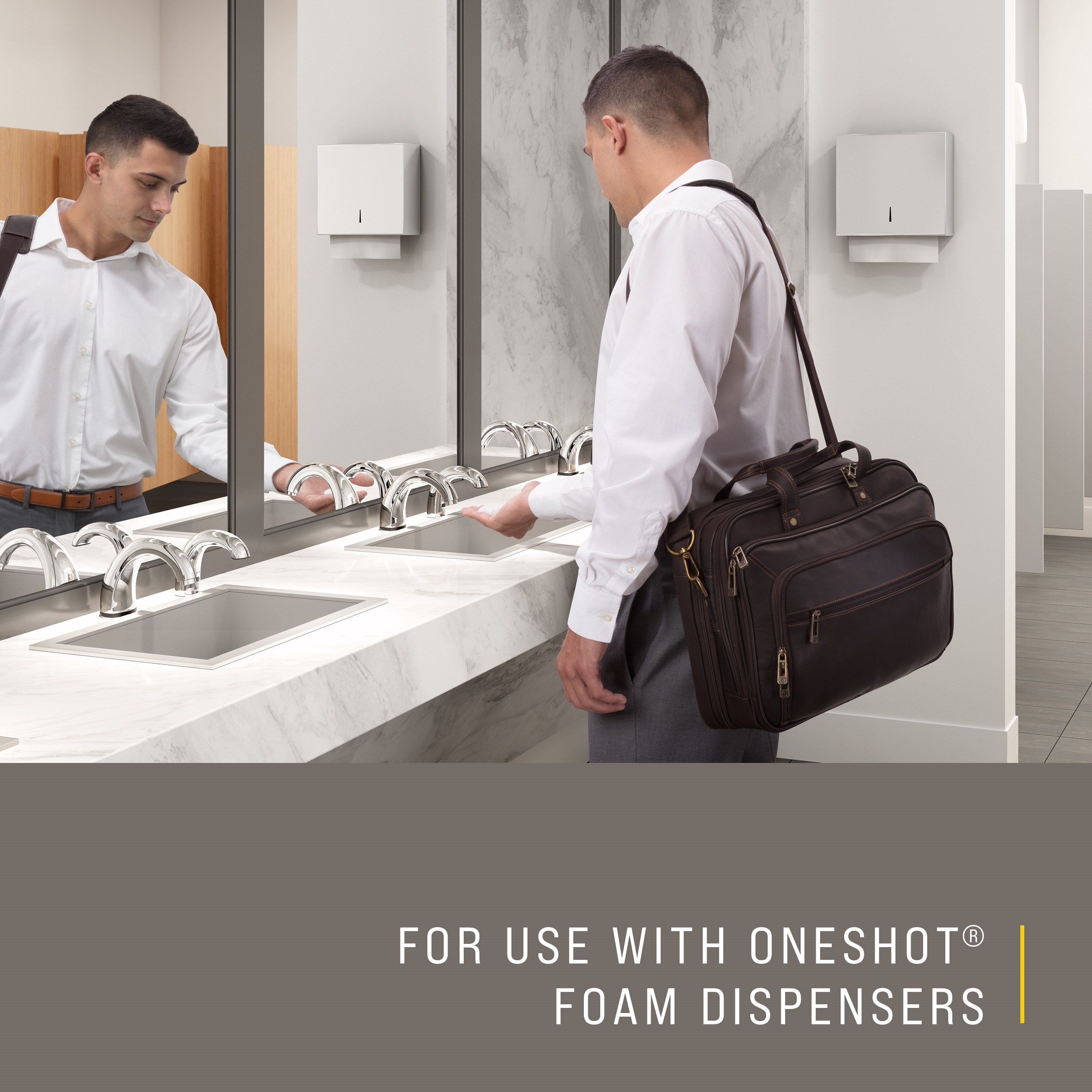 The OneShot® Moisturizing Foam Hand Soap refill is for use in OneShot® Foam Dispensers.