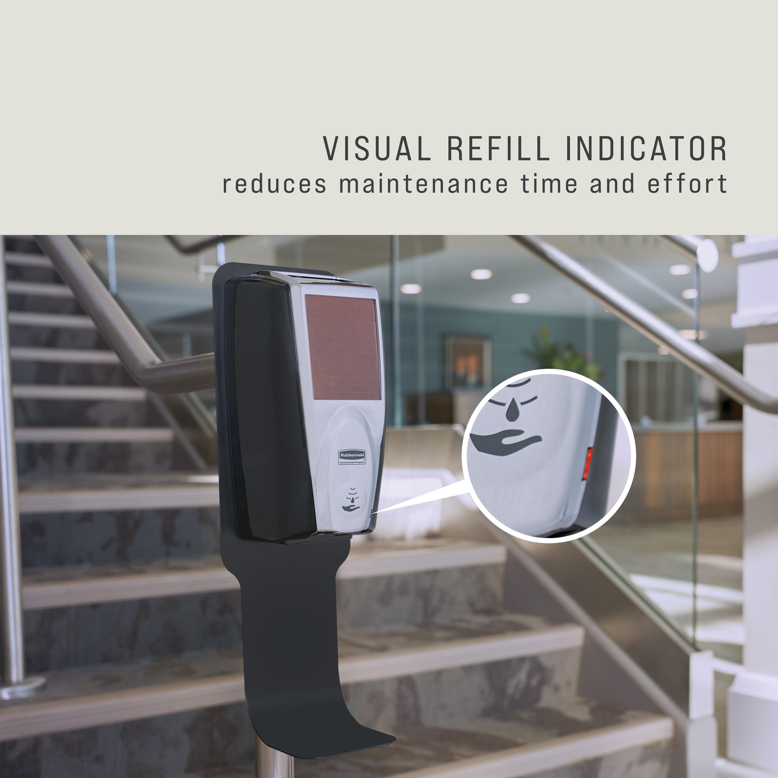 The AutoFoam Dispenser with LumeCel™ Technology is a touch-free dispenser that automatically delivers controlled amounts of soap or sanitizer to help reduce cross-contamination. LumeCel™ technology efficiently powers dispensers using only indoor light and eliminates the need to purchase, store, replace and dispose of alkaline batteries.