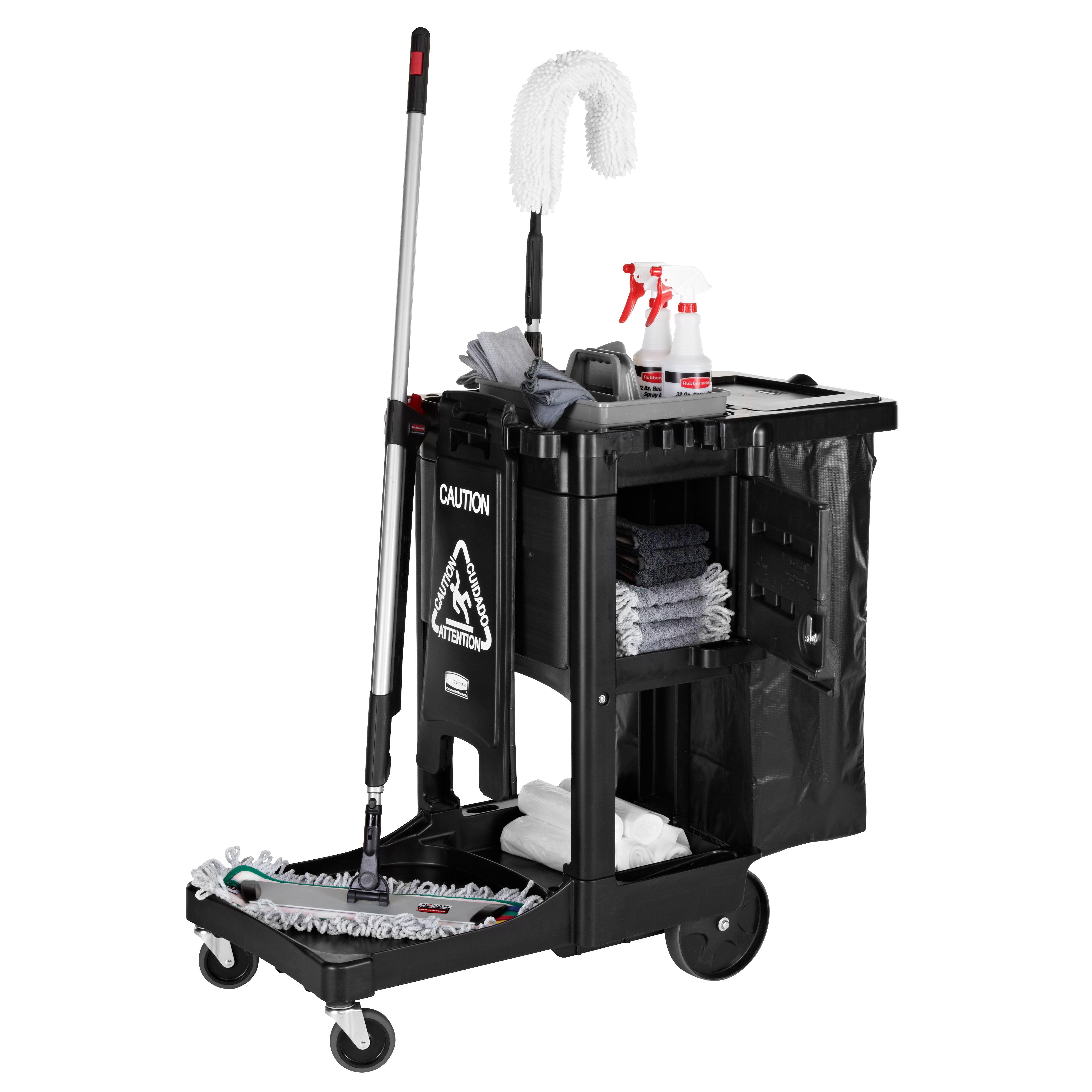Executive Janitorial Cleaning Cart – Traditional, Black Thumbnail 3