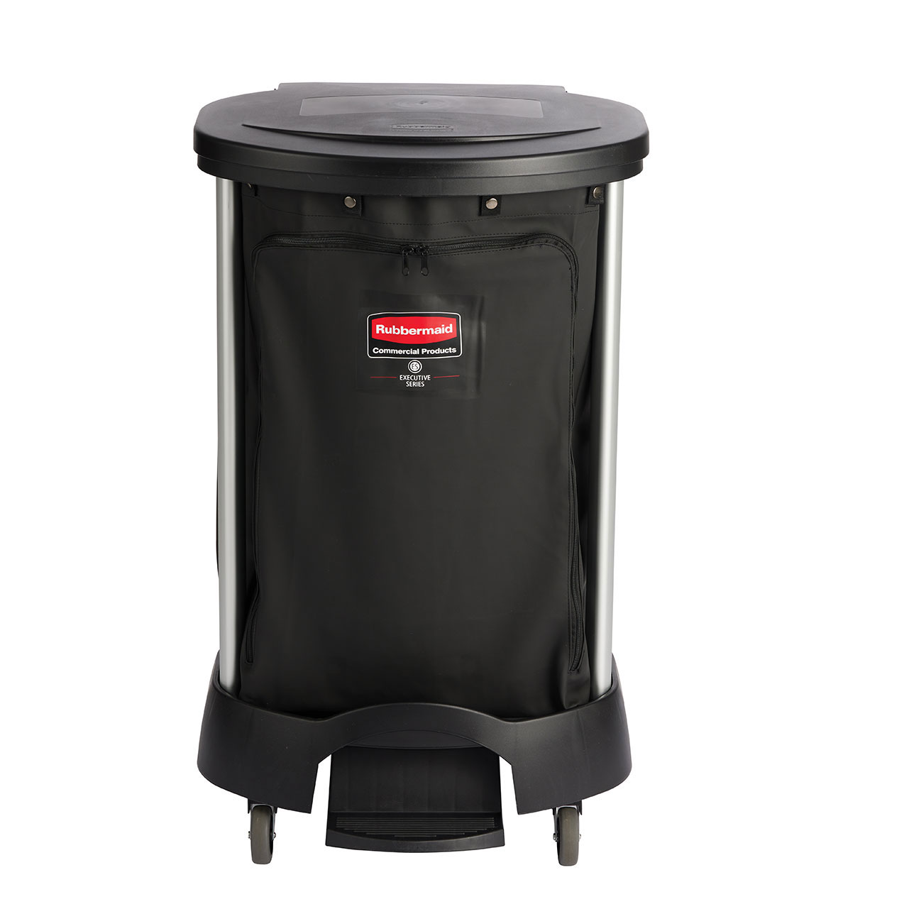 Il sacco per cesto della biancheria premium Rubbermaid Commercial a elevata capacità è la soluzione perfetta per spostare la biancheria sporca senza l'uso delle mani.