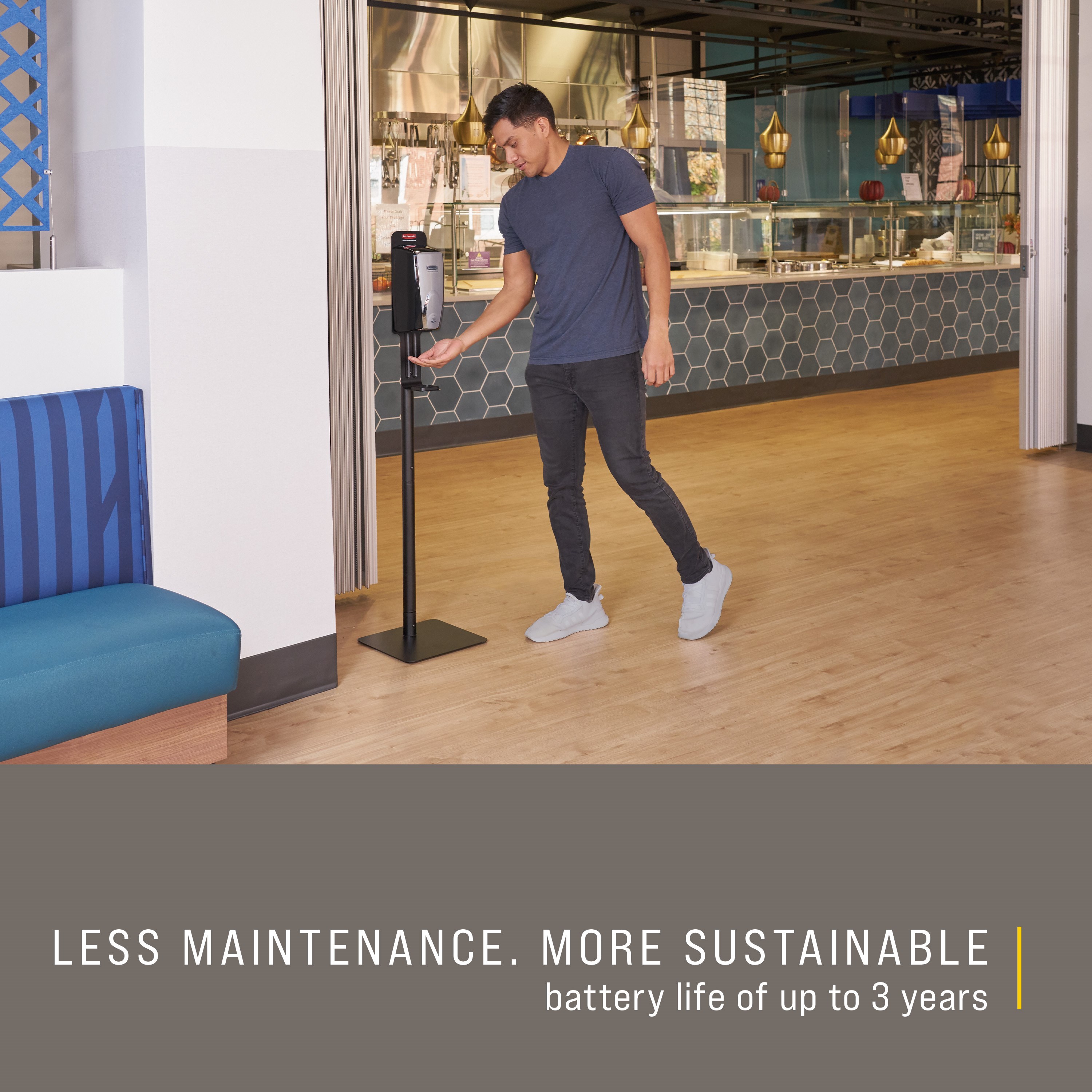 The AutoFoam Dispenser is a touch-free, wall-mounted system that dispenses controlled amounts of foam soap or sanitizer automatically to help prevent the spread of germs.