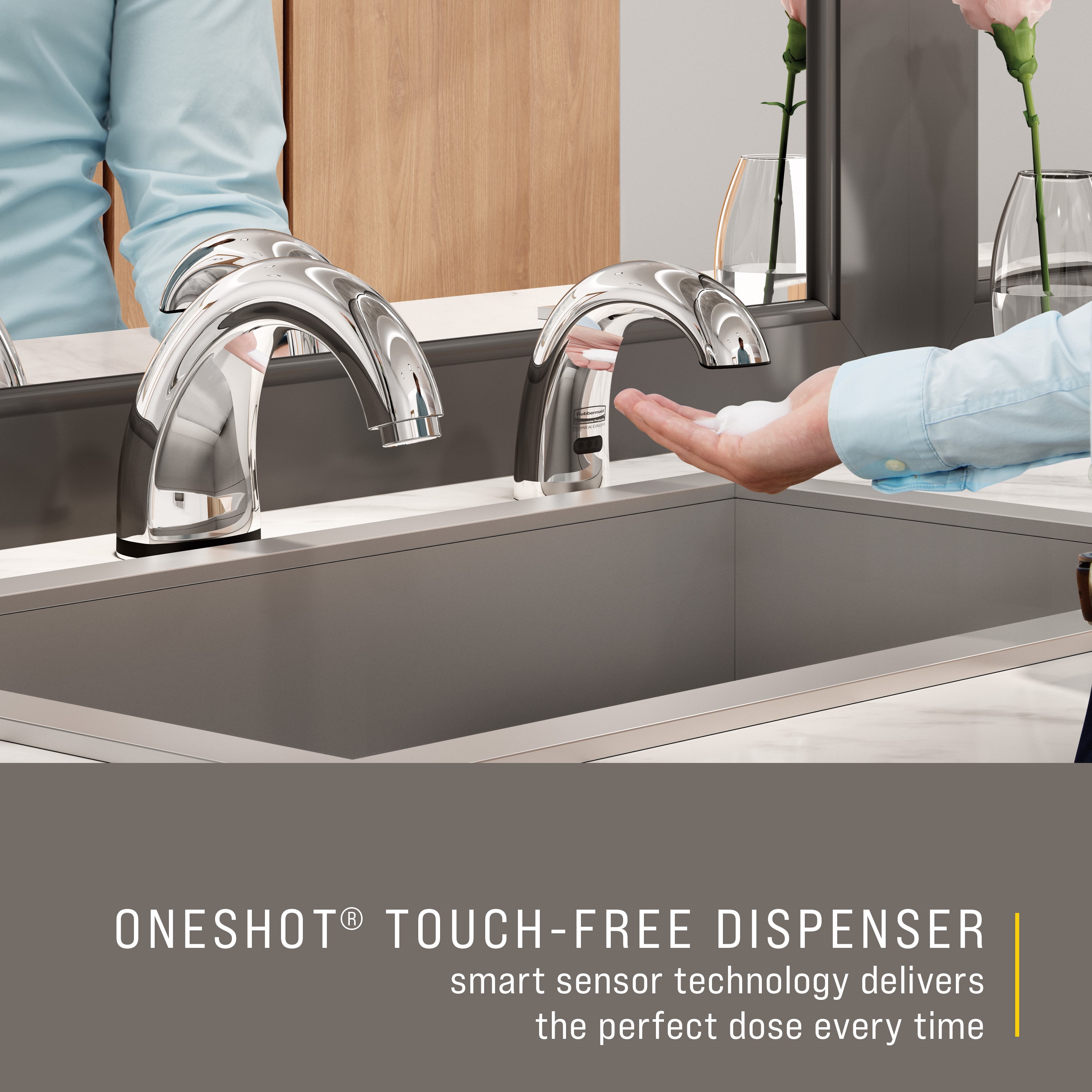 The OneShot® Foam Dispenser is a touch-free, automatic dispenser that helps prevent the spread of germs and bacteria. Luxurious formulas encourage healthy handwashing, and Smart Sensor™ technology detects hands, automatically delivering the perfect amount of soap — every time.