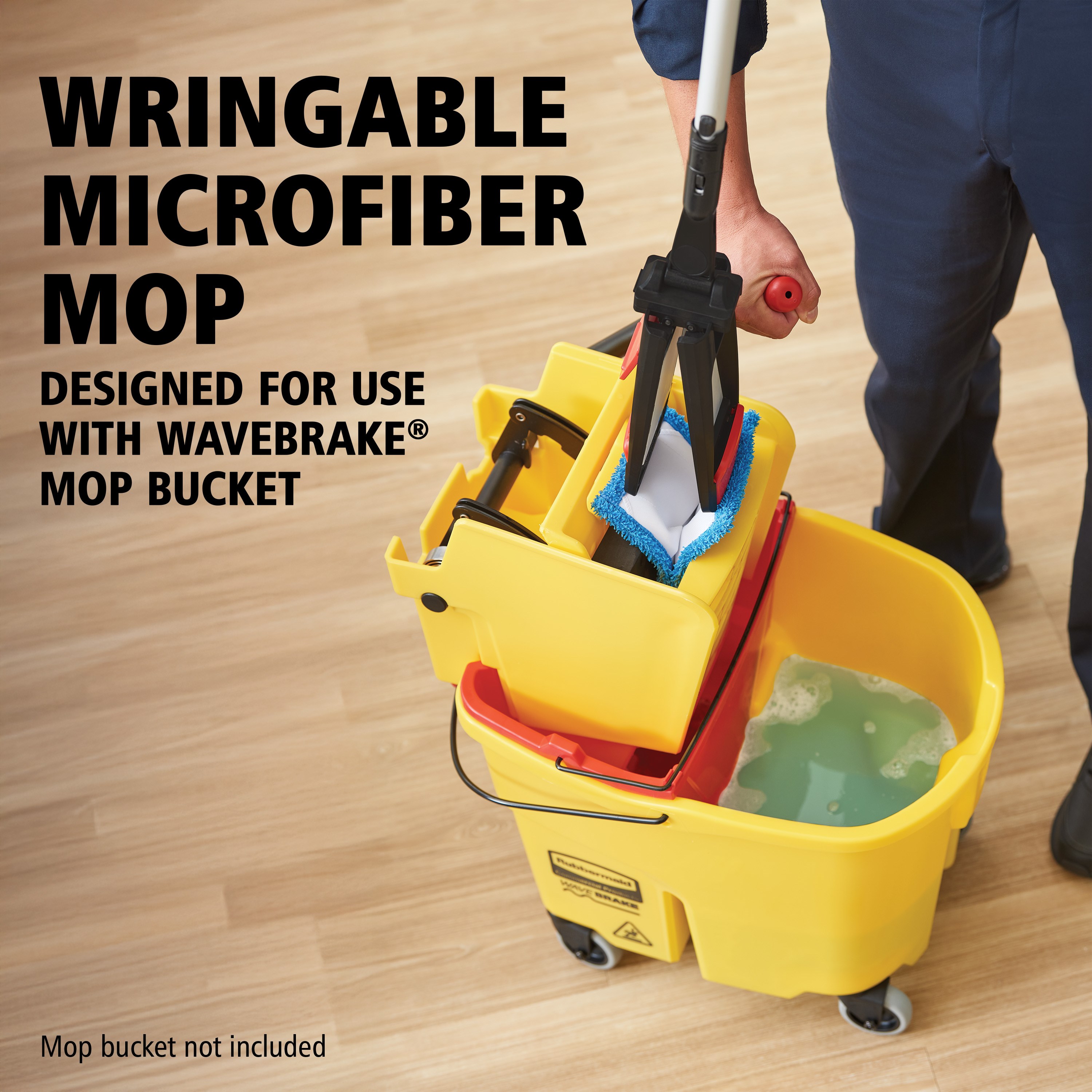 The Adaptable Flat Mop Kit is made for ergonomic microfiber mopping in large spaces using your existing WaveBrake® Mop Bucket.
