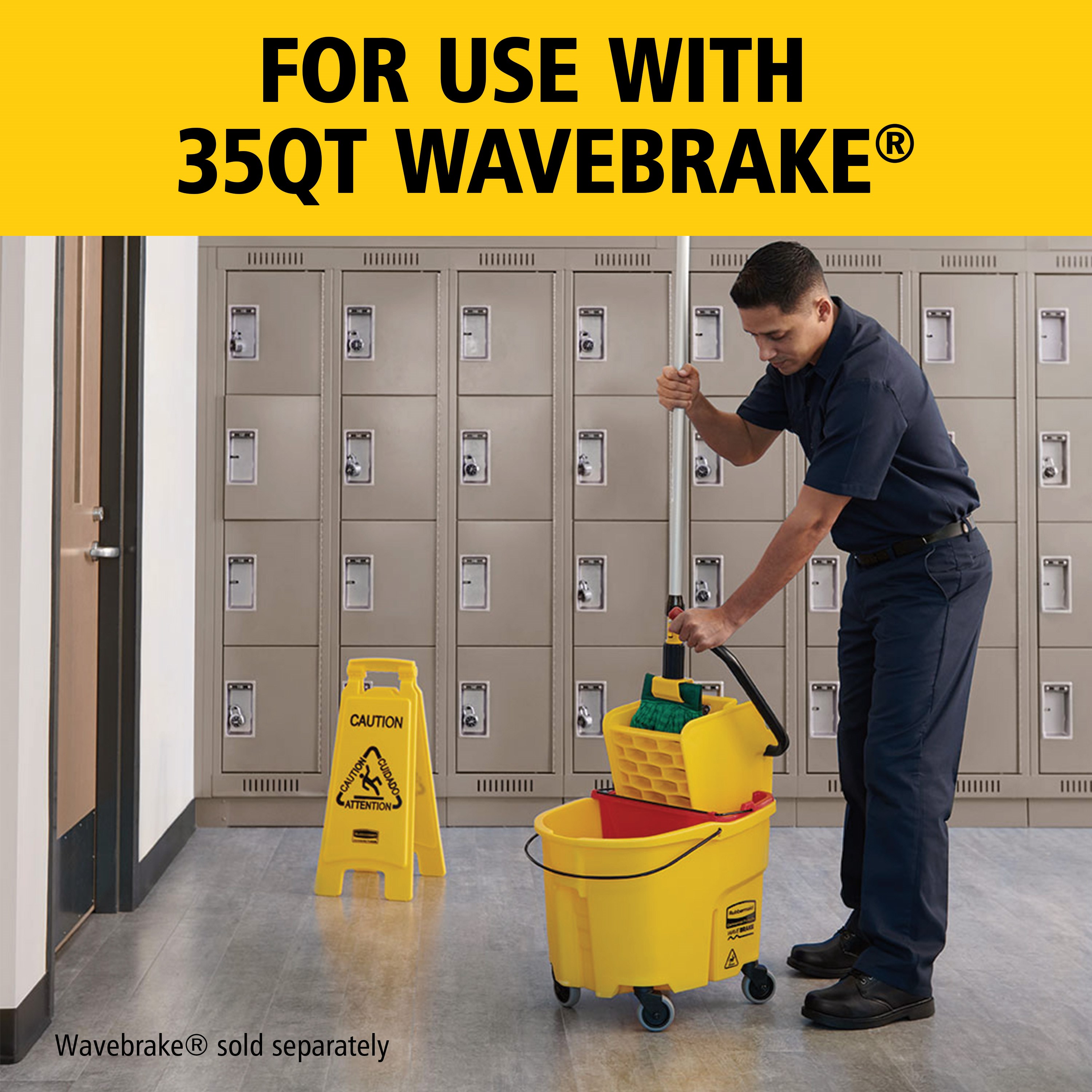 The Rubbermaid Commercial WaveBrake® Dirty Water Bucket keeps dirty water separate from clean water, helping to reduce the potential for cross-contamination. Executive Series™ WaveBrake® include the dirty water bucket as standard.