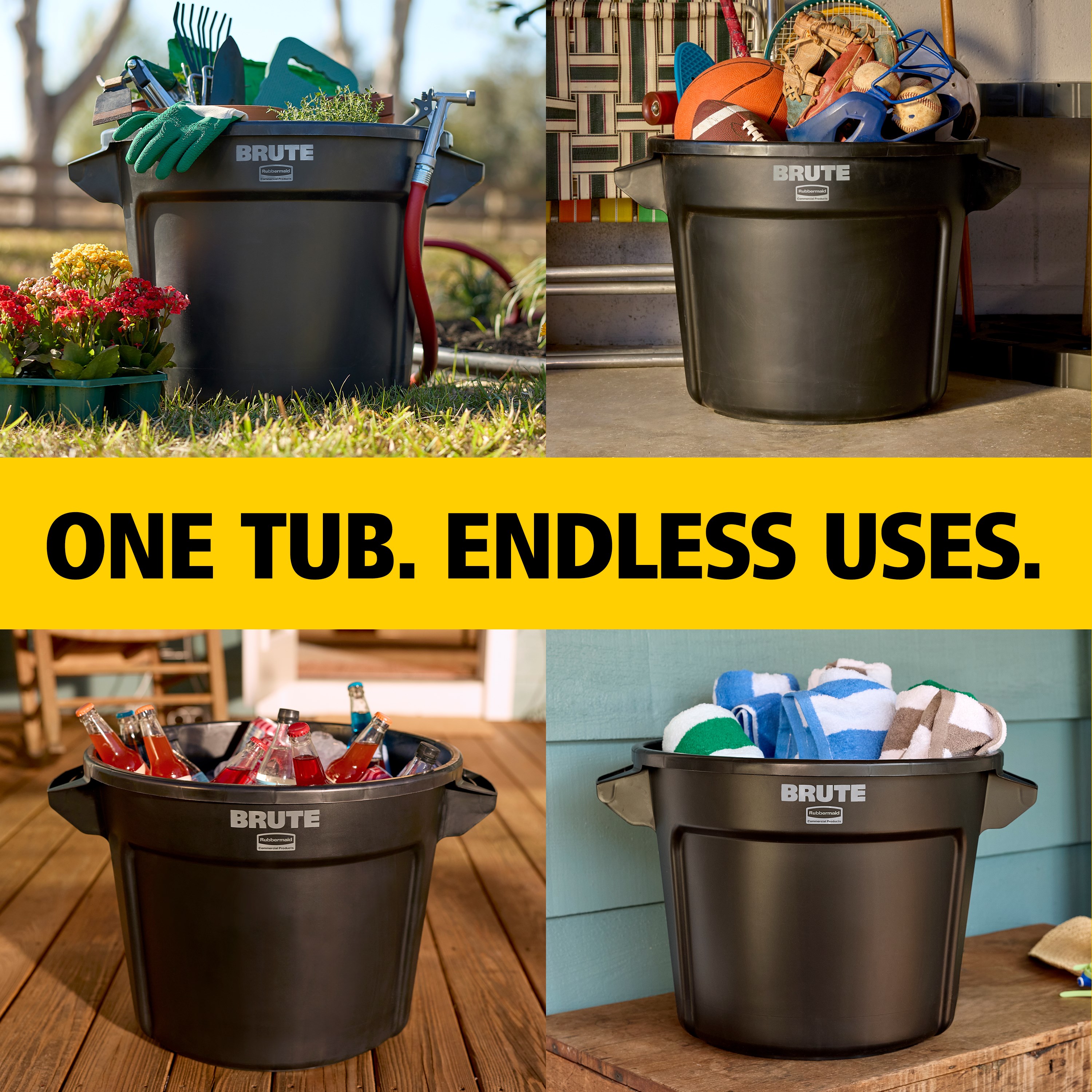 BRUTE® 18 gallon Utility Tub delivers rugged performance built for the demands of farm life. Ergonomically designed built-in handles provide a comfortable grip, while underside handle provides better control when dumping.