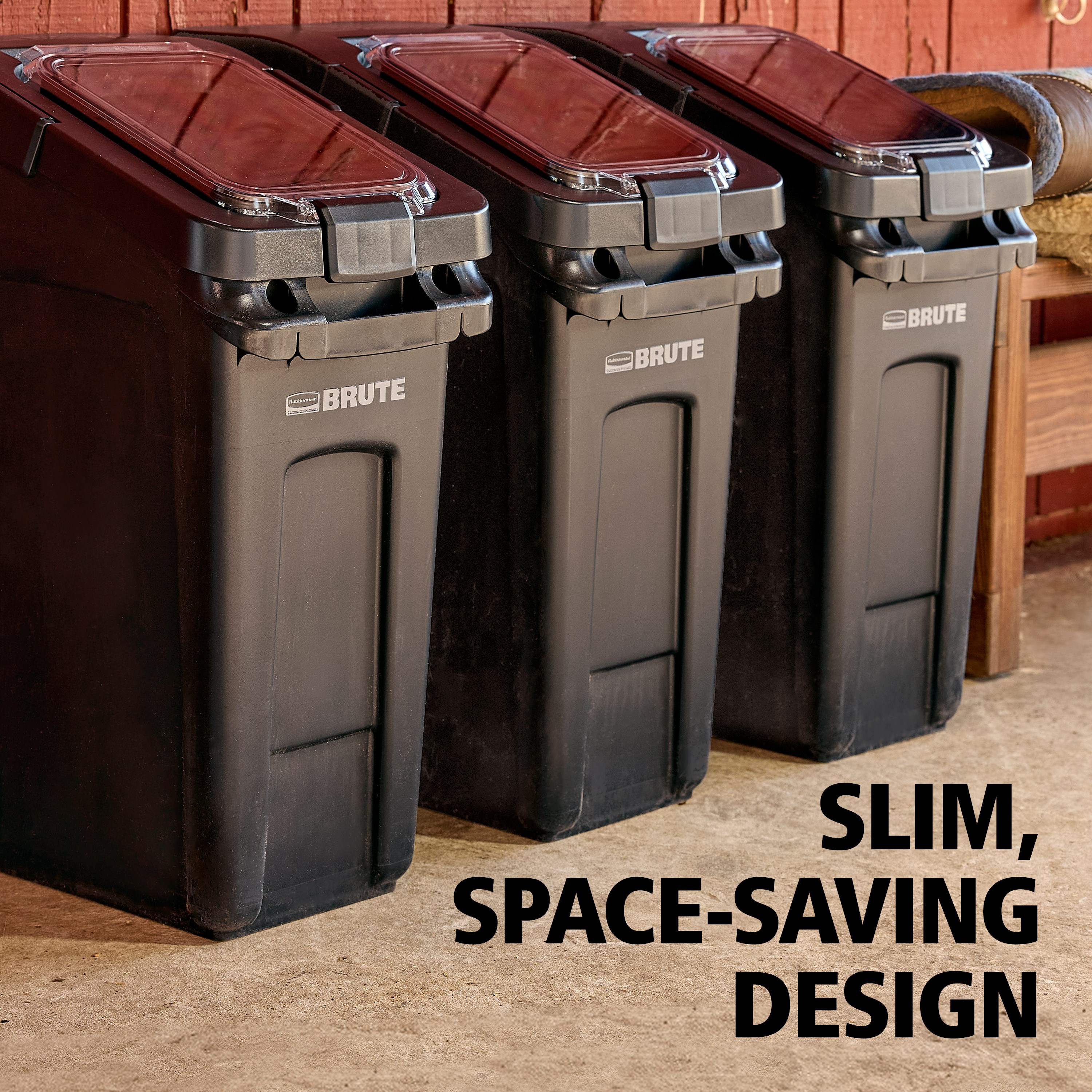 BRUTE®  Air-tight 50 lb Feed Storage Container is built to perform in tough farm environments. The feeder holds a standard 50 lb feed bag—to keep food fresher, whether in or out of the bag.