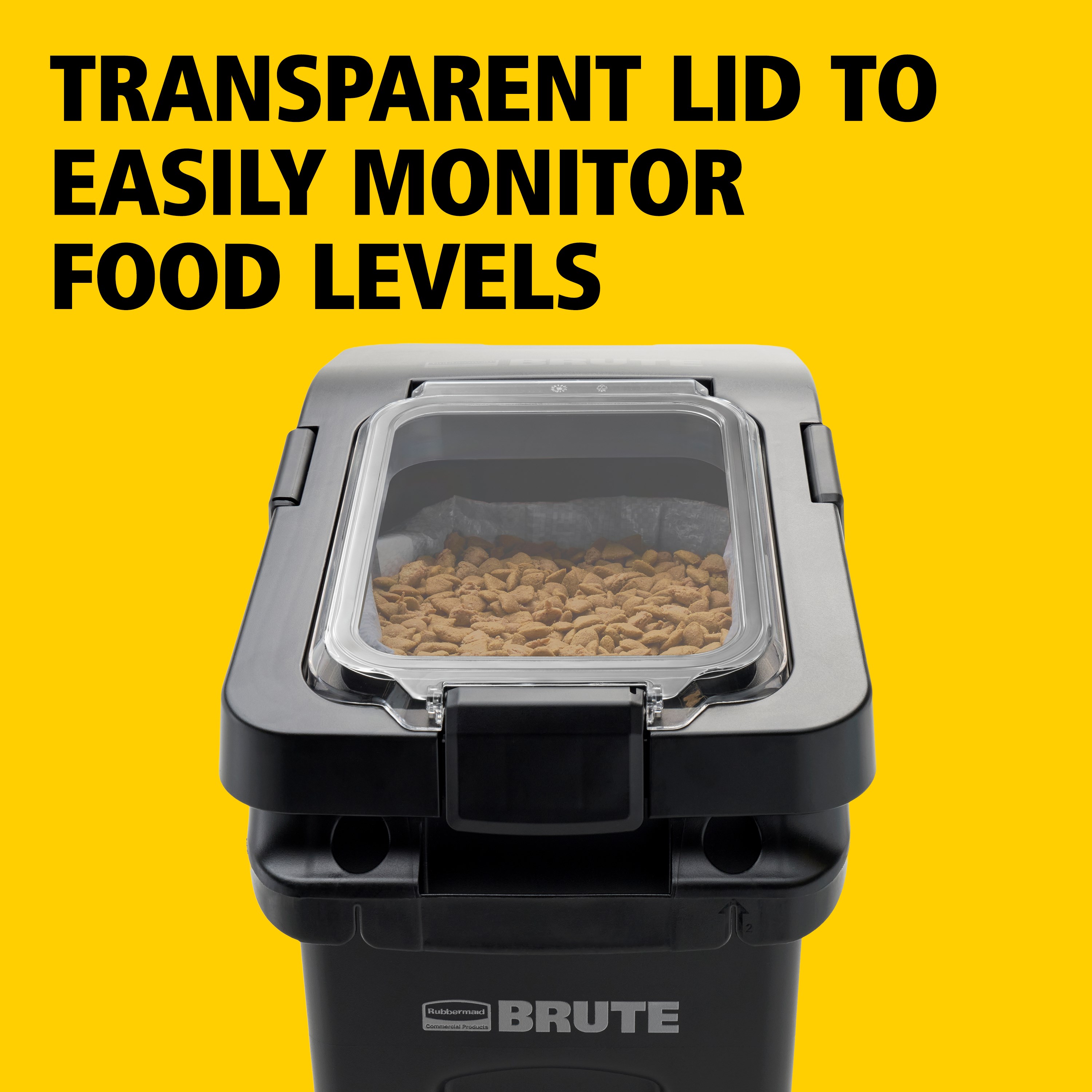 BRUTE®  Air-tight 50 lb Feed Storage Container is built to perform in tough farm environments. The feeder holds a standard 50 lb feed bag—to keep food fresher, whether in or out of the bag.