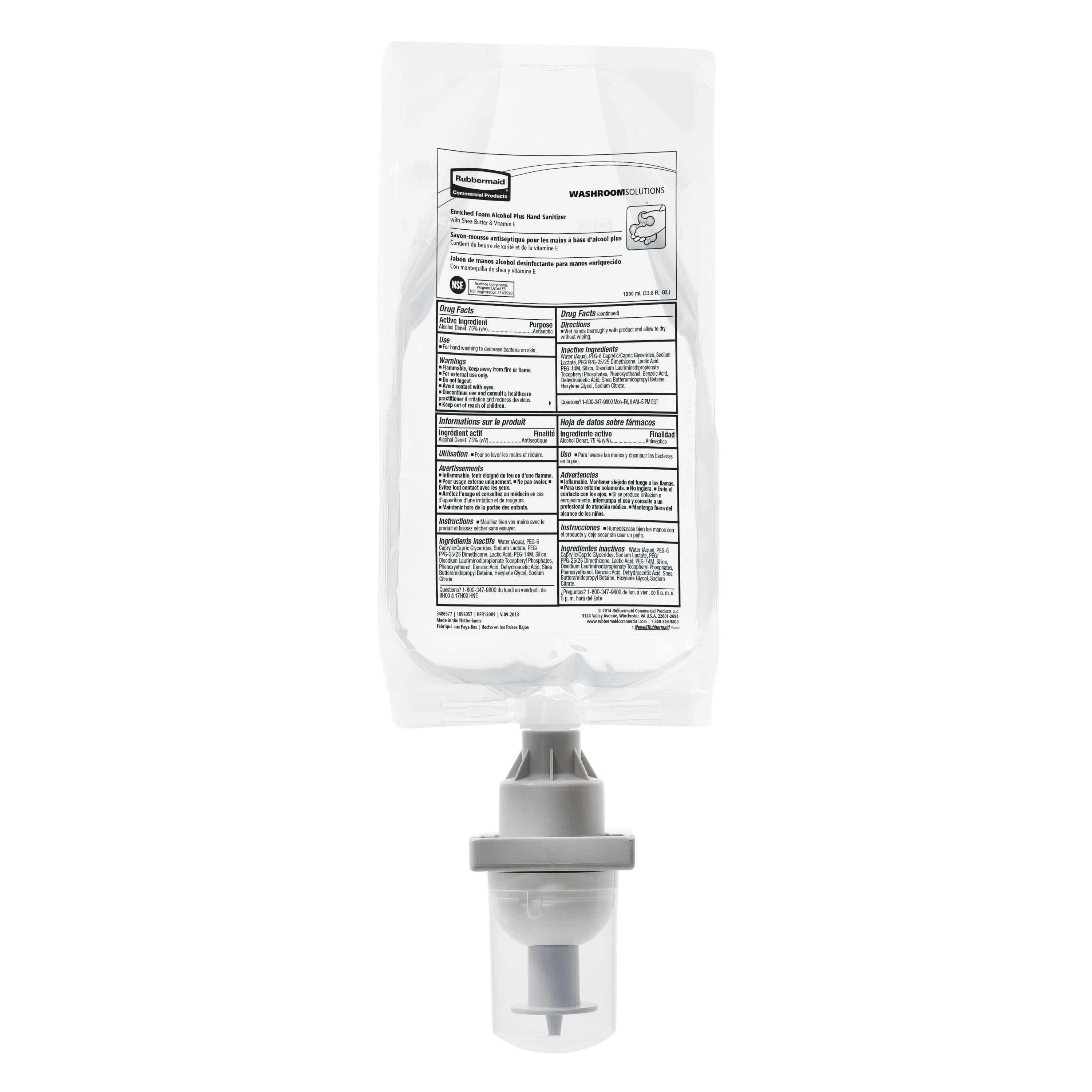 The Alcohol Plus Foam Hand Sanitizer refill is for use in a FLex™ Dispenser. The moisture enriched sanitizer formula dispenses in a light, airy consistency that acts quickly to kill microorganisms on hands. Use frequently between handwashes to maintain hand hygiene.